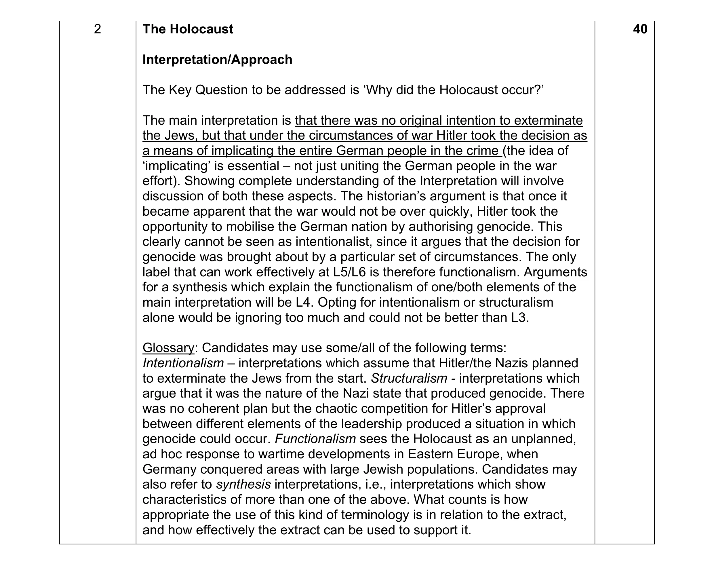 Mark scheme for question 3