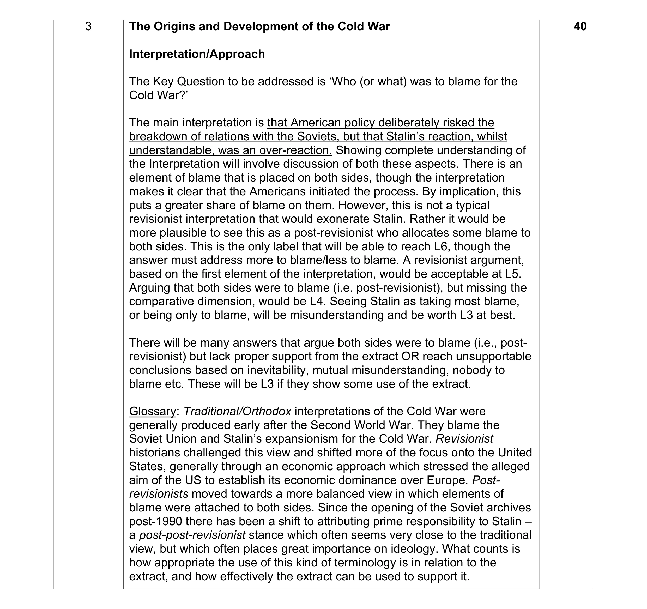 Mark scheme for question 4