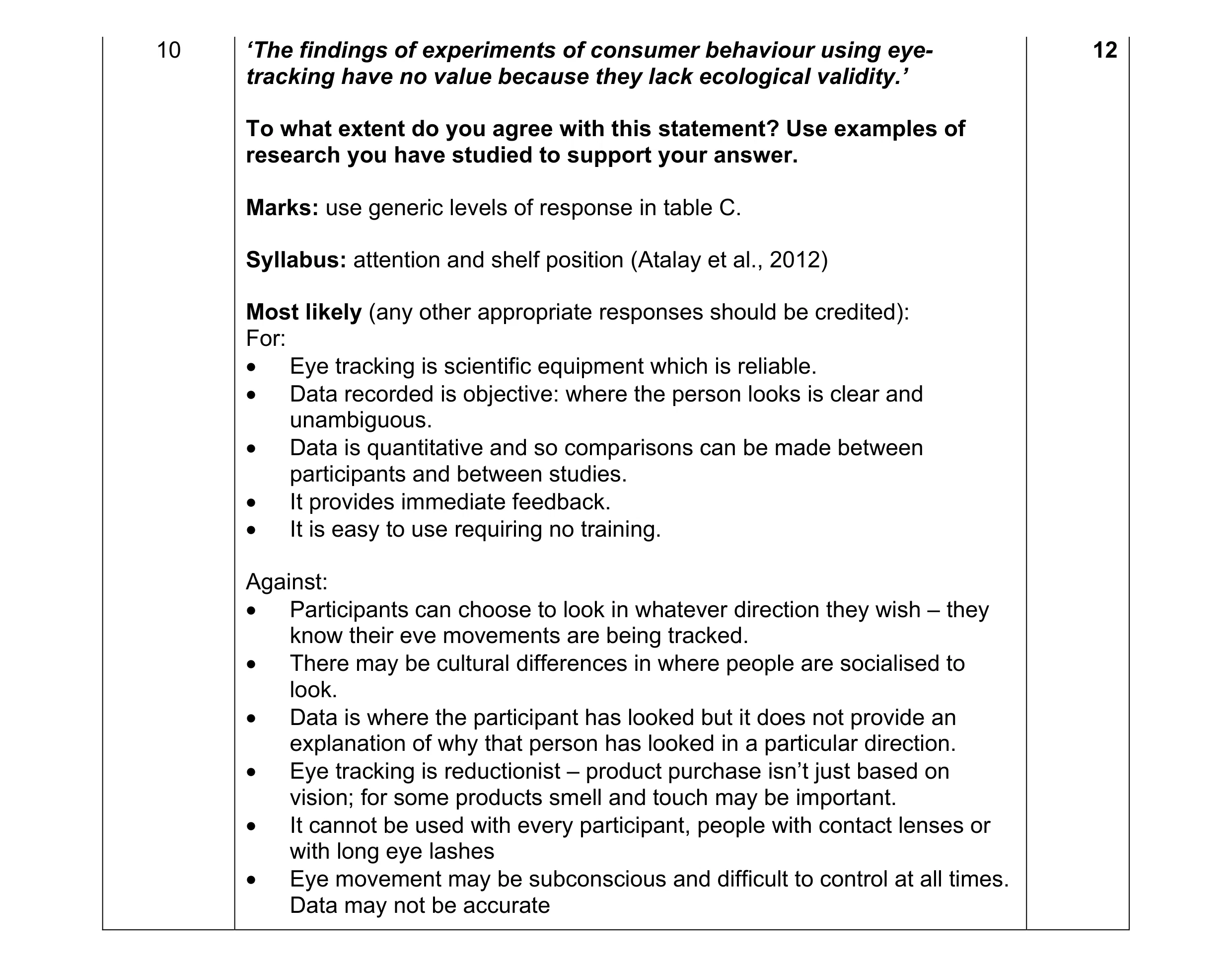 Mark scheme for question 26