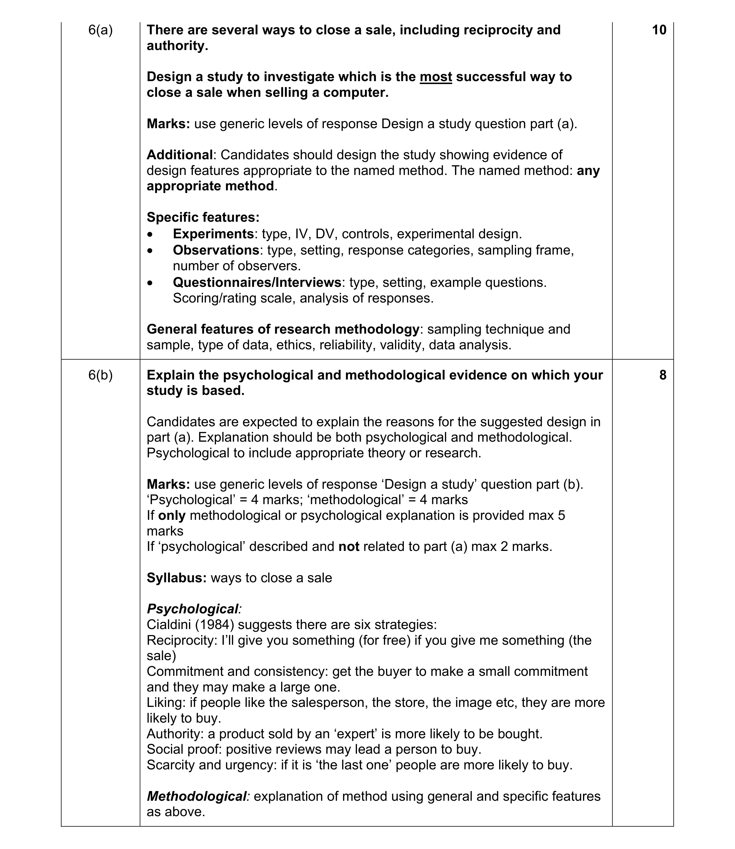 Mark scheme for question 25