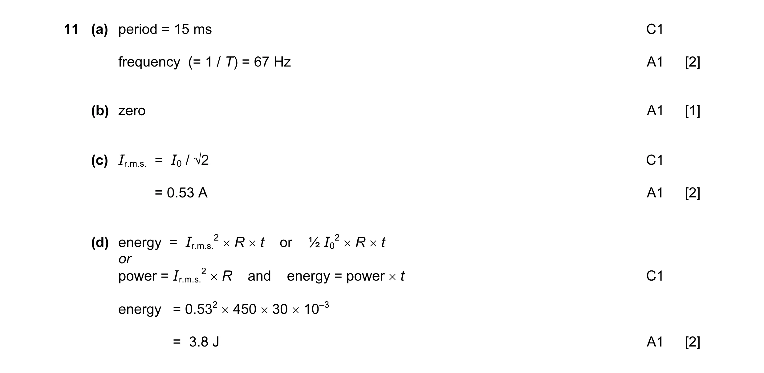 Mark scheme for question 26