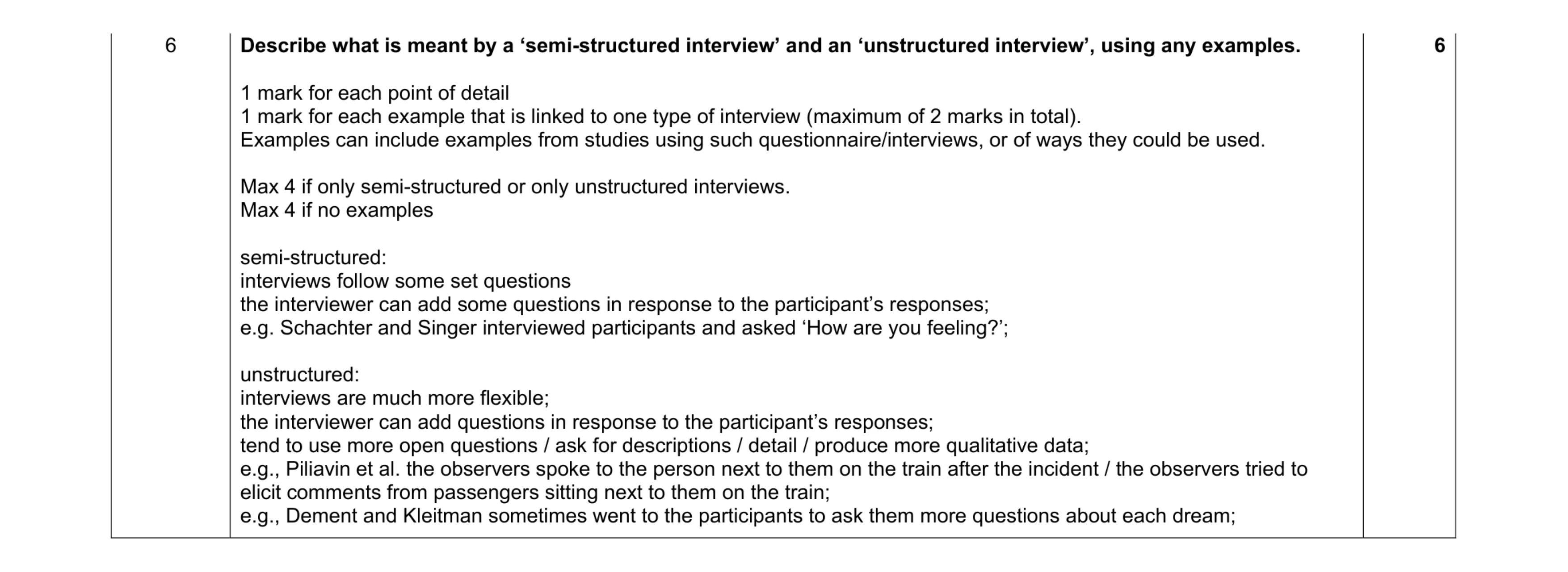 Mark scheme for question 262