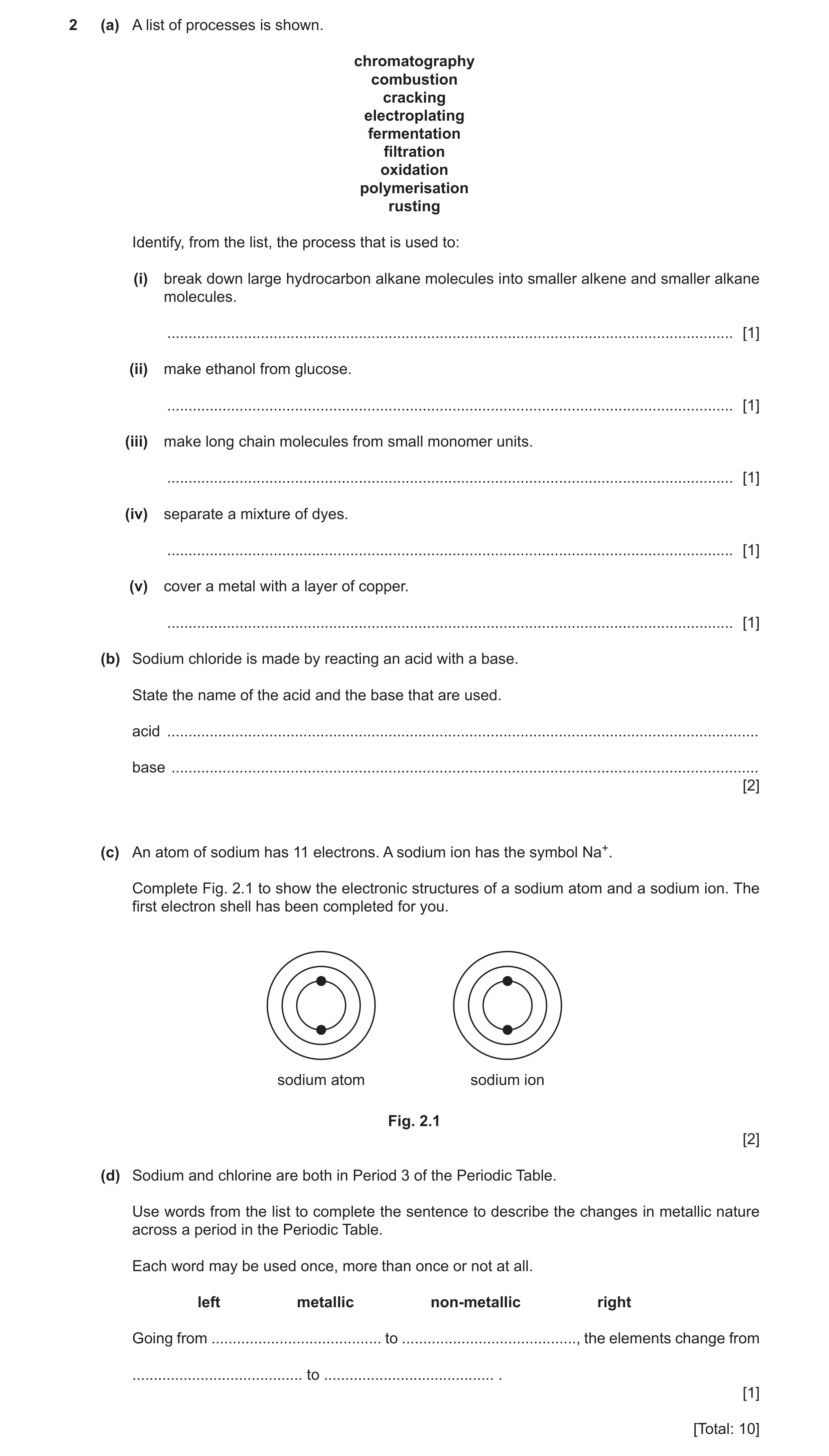 Question 31: (a) A list of processes is shown. chromatography combustion cracking electroplating fermentation filtration oxidation polymerisation rustin…