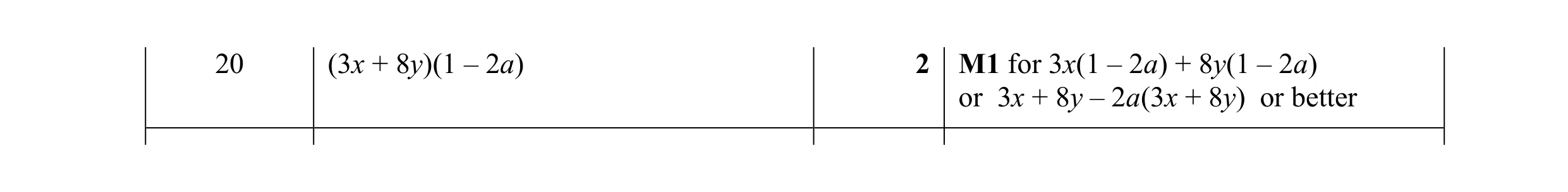 Mark scheme for question 138