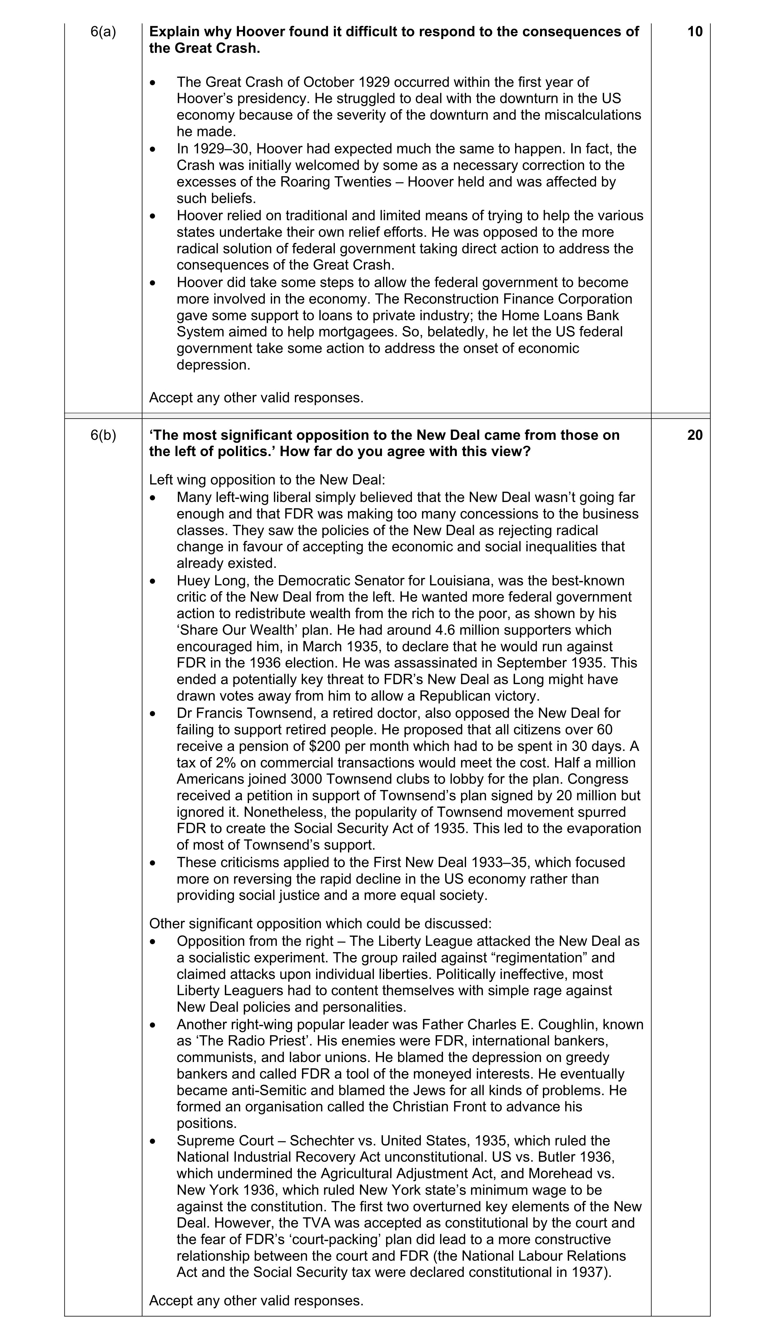 Mark scheme for question 3
