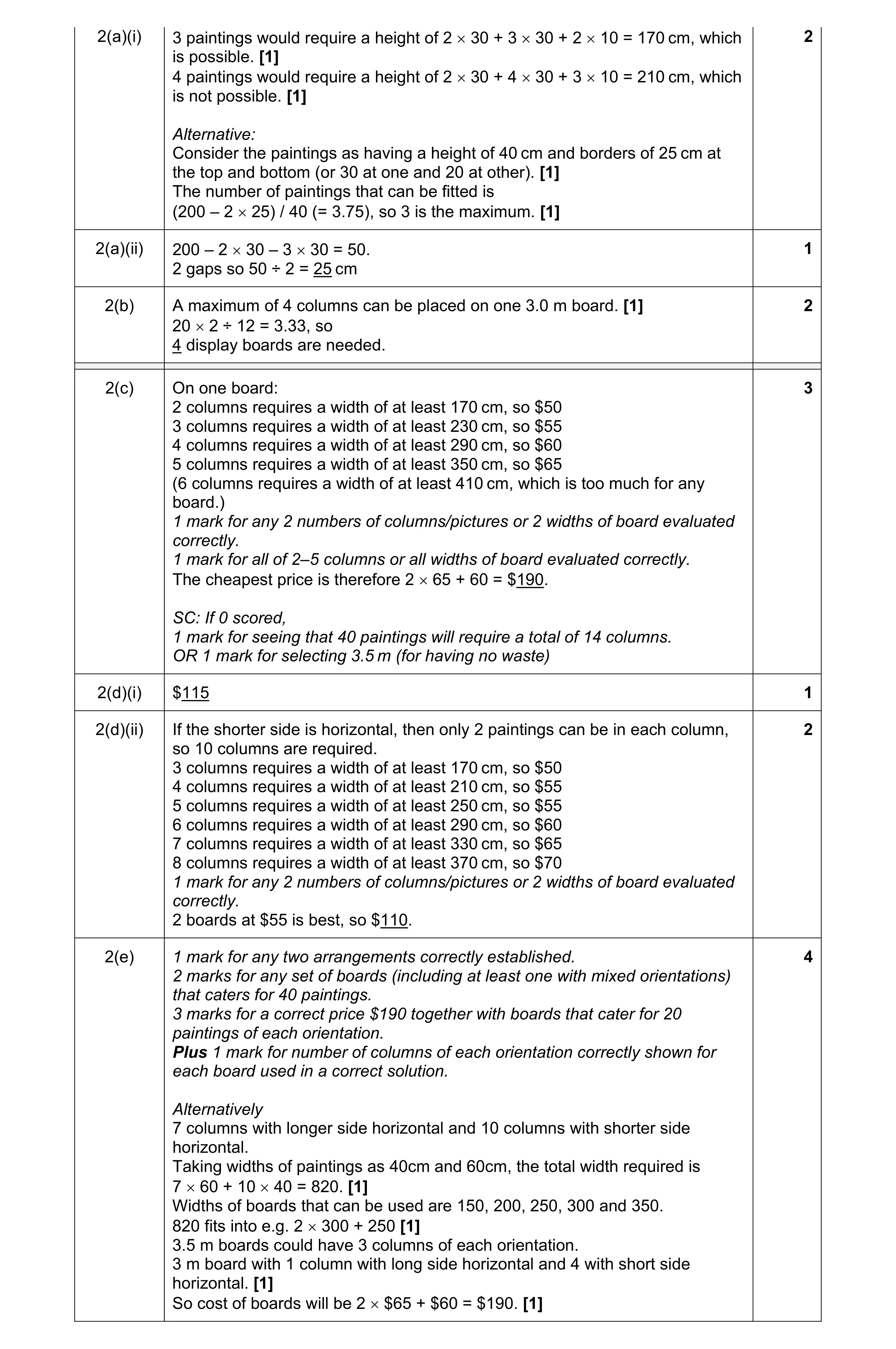 Mark scheme for question 84