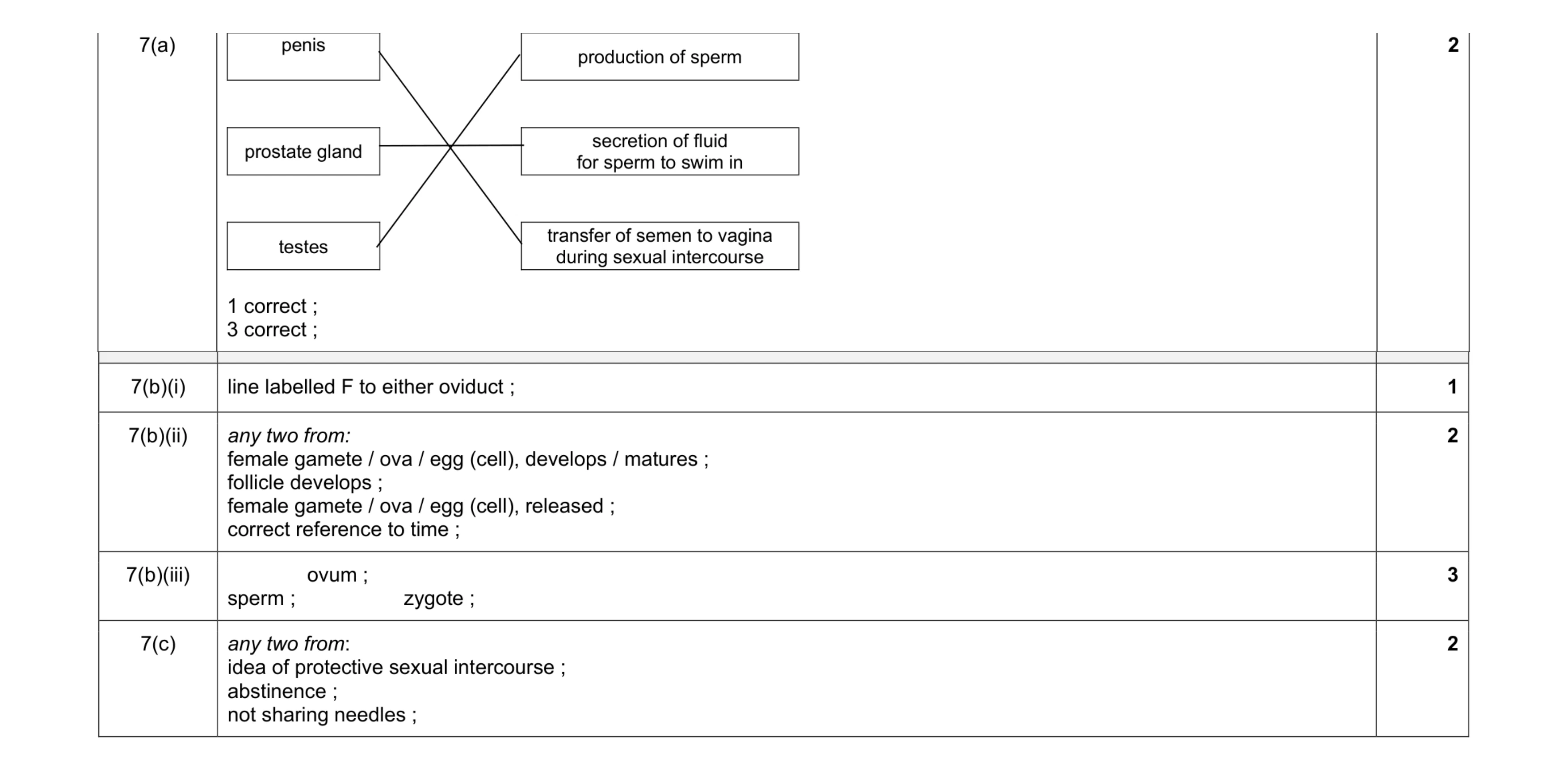 Mark scheme for question 6