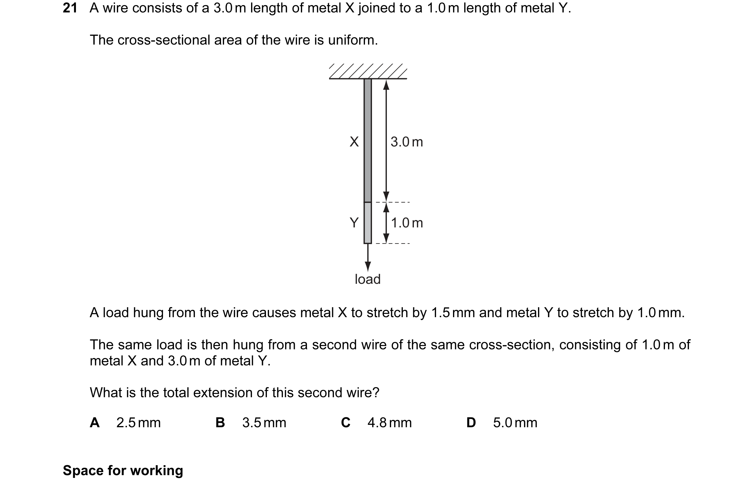 Question 17: A wire consists of a 3.0 m length of metal X joined to a 1.0 m length of metal Y. The cross-sectional area of the wire is uniform. X 3.0 m …