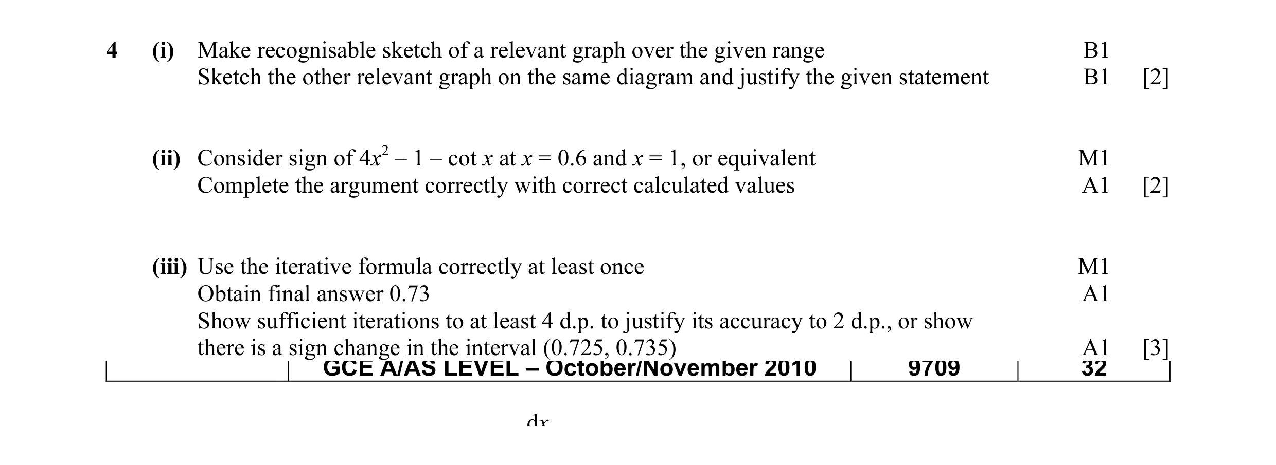 Mark scheme for question 14