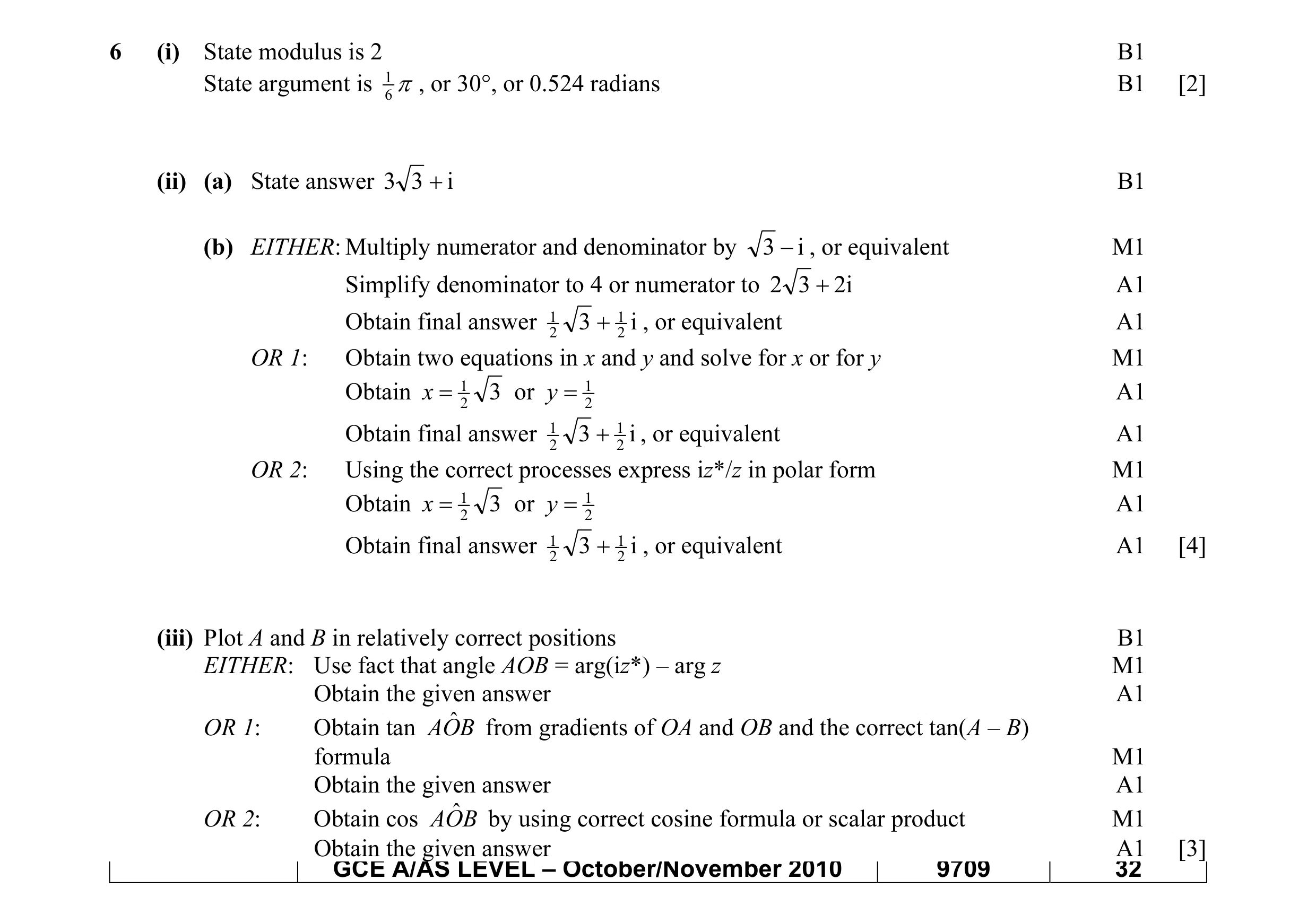 Mark scheme for question 14