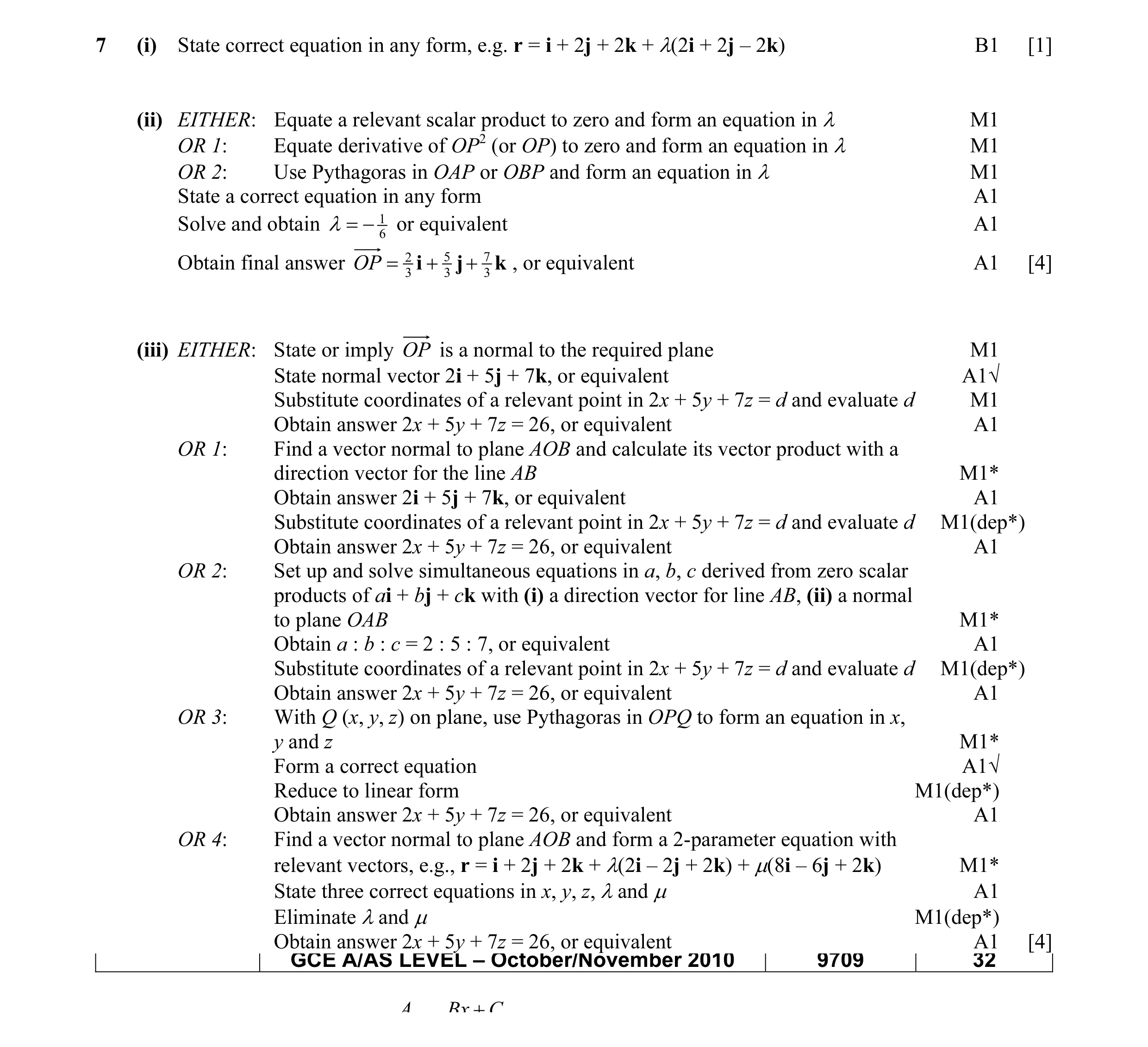 Mark scheme for question 12