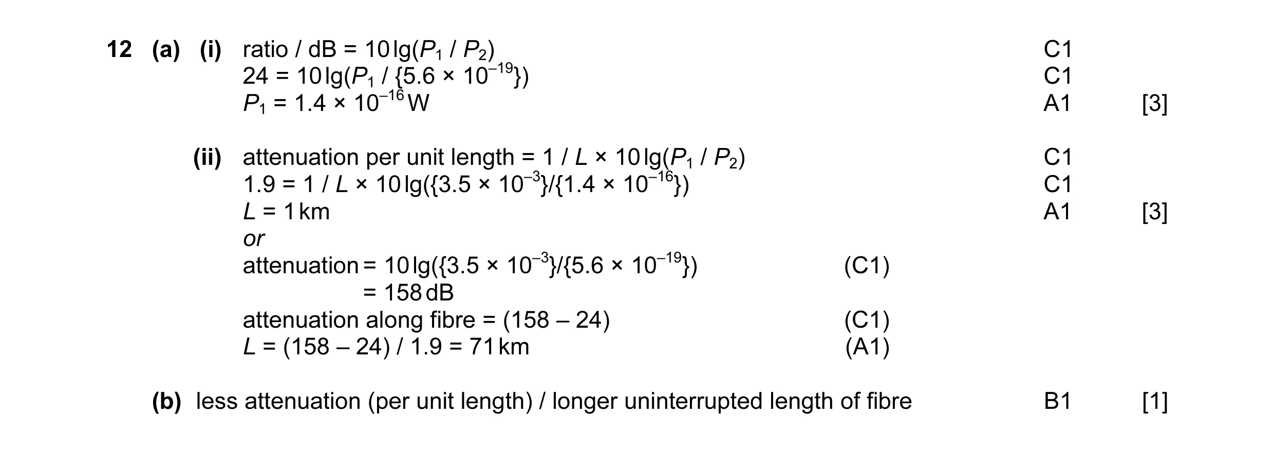 Mark scheme for question 6