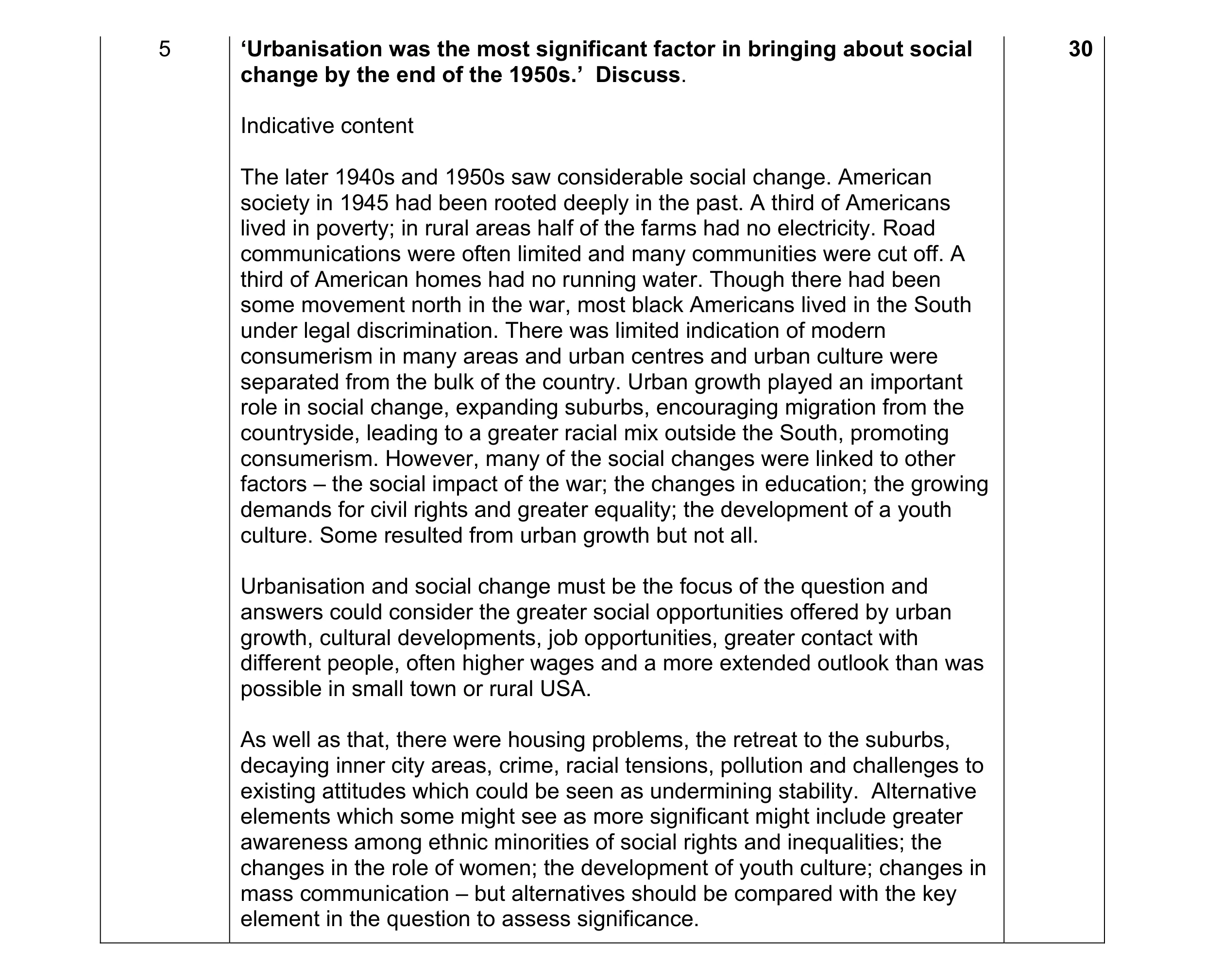 Mark scheme for question 14