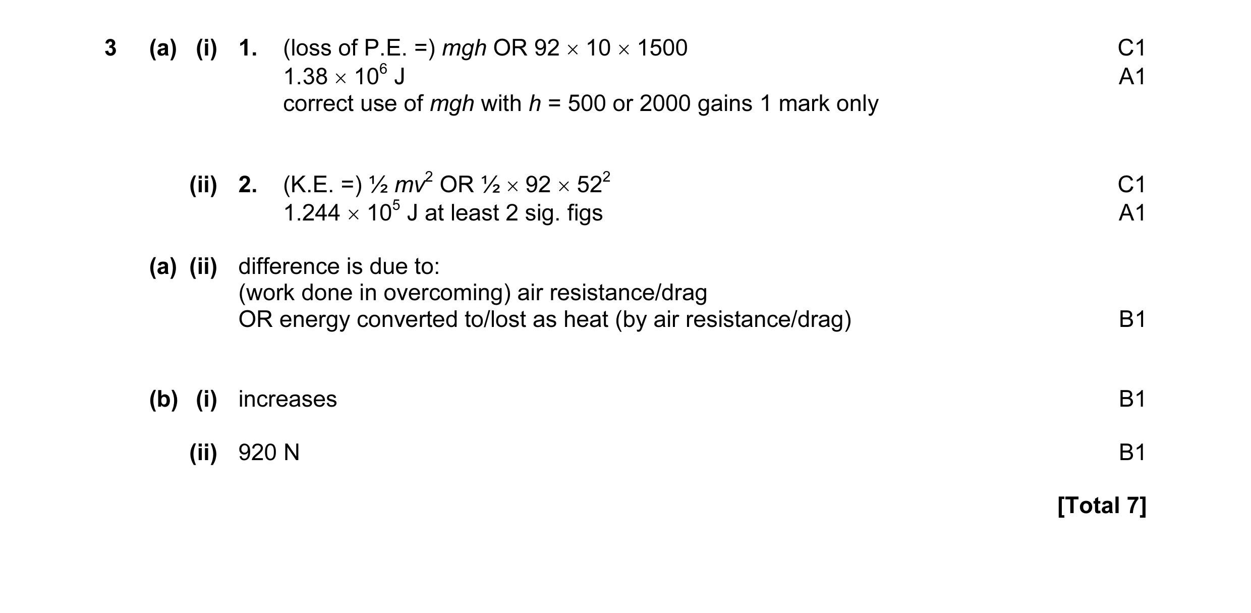 Mark scheme for question 32