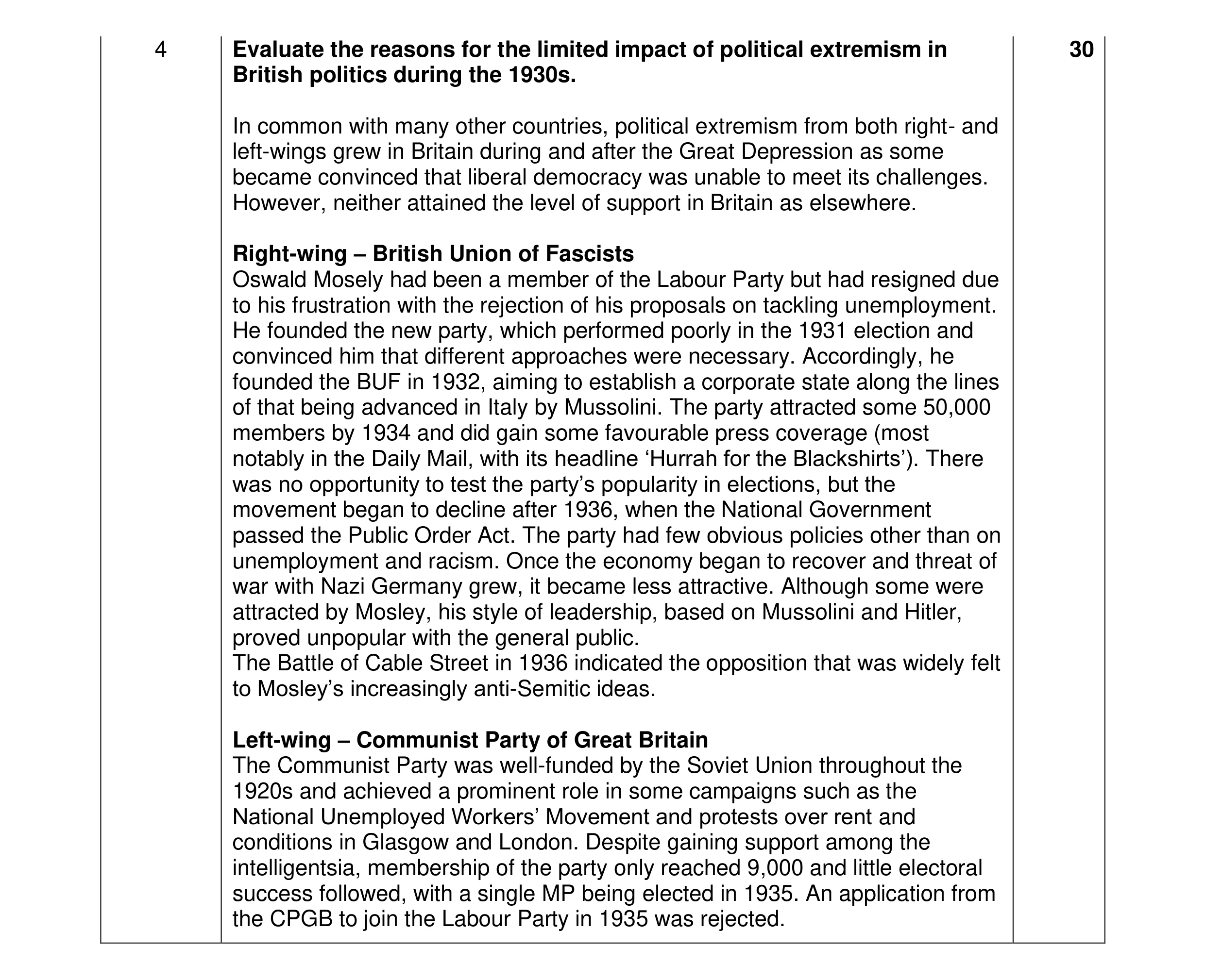 Mark scheme for question 56