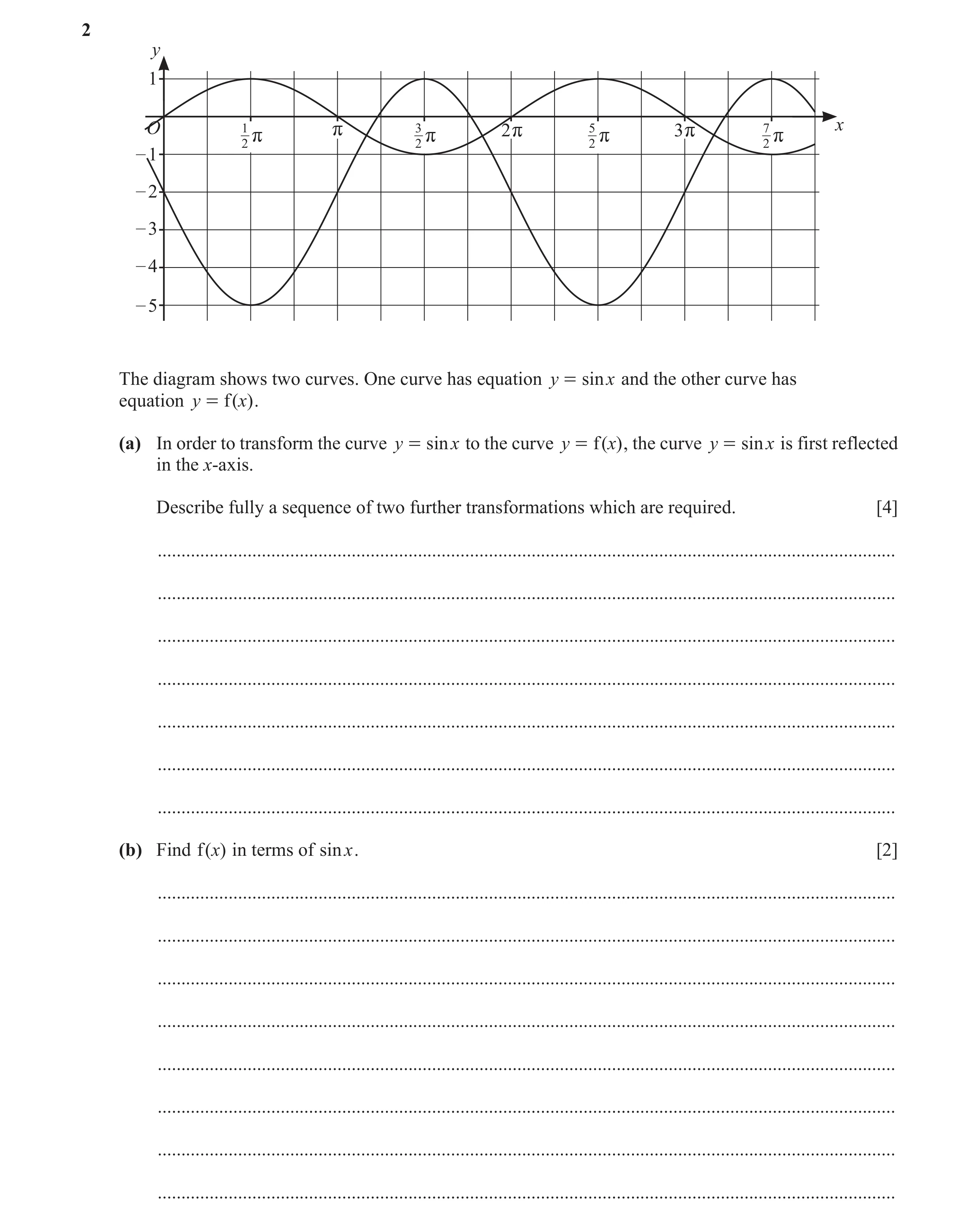 Question 107: y 1 x r 3 O 1 r r 2 r 5 r 3r 7 r 2 2 2 2 – 1 – 2 – 3 – 4 – 5 The diagram shows two curves. One curve has equation y = sin x and the other c…