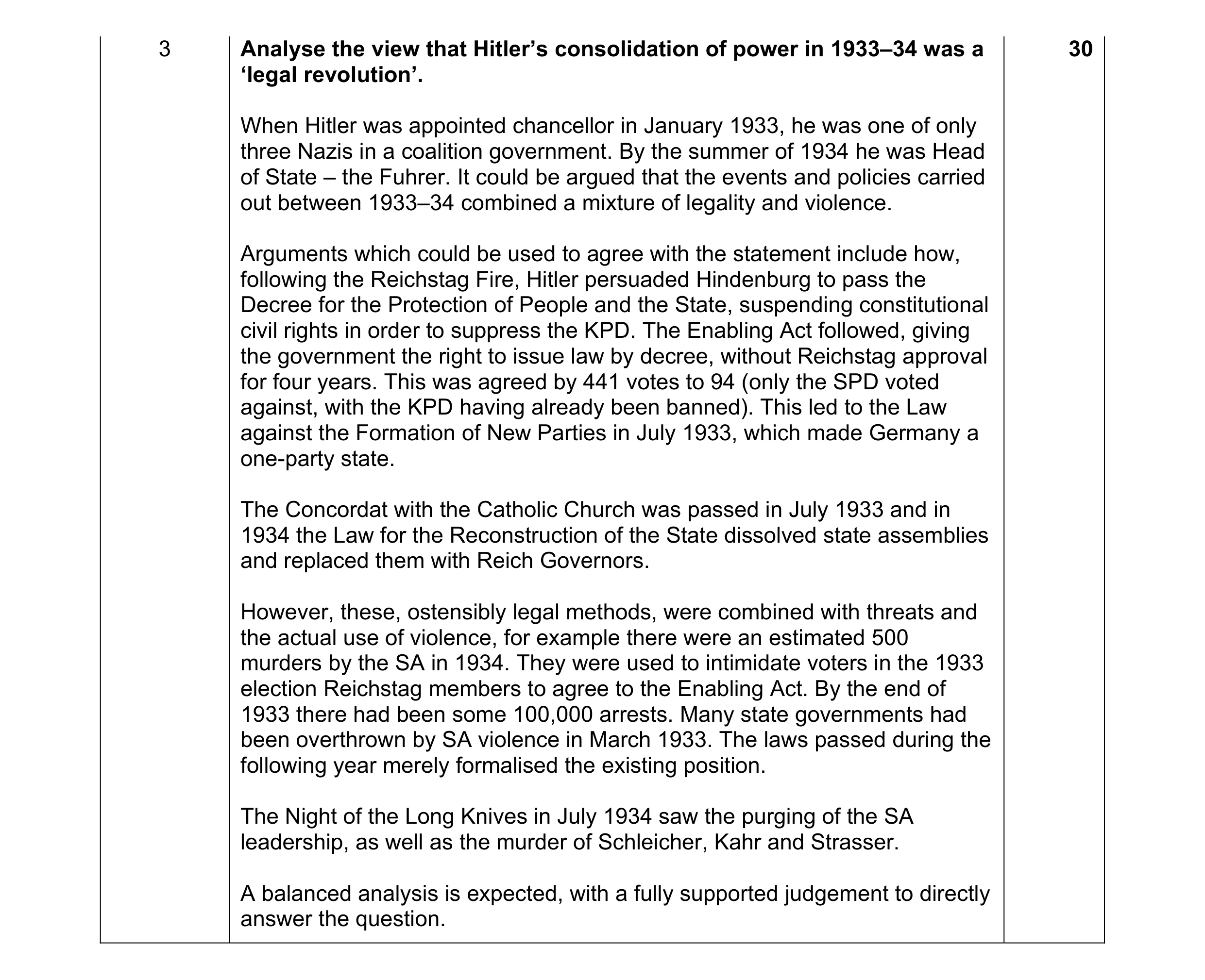 Mark scheme for question 49