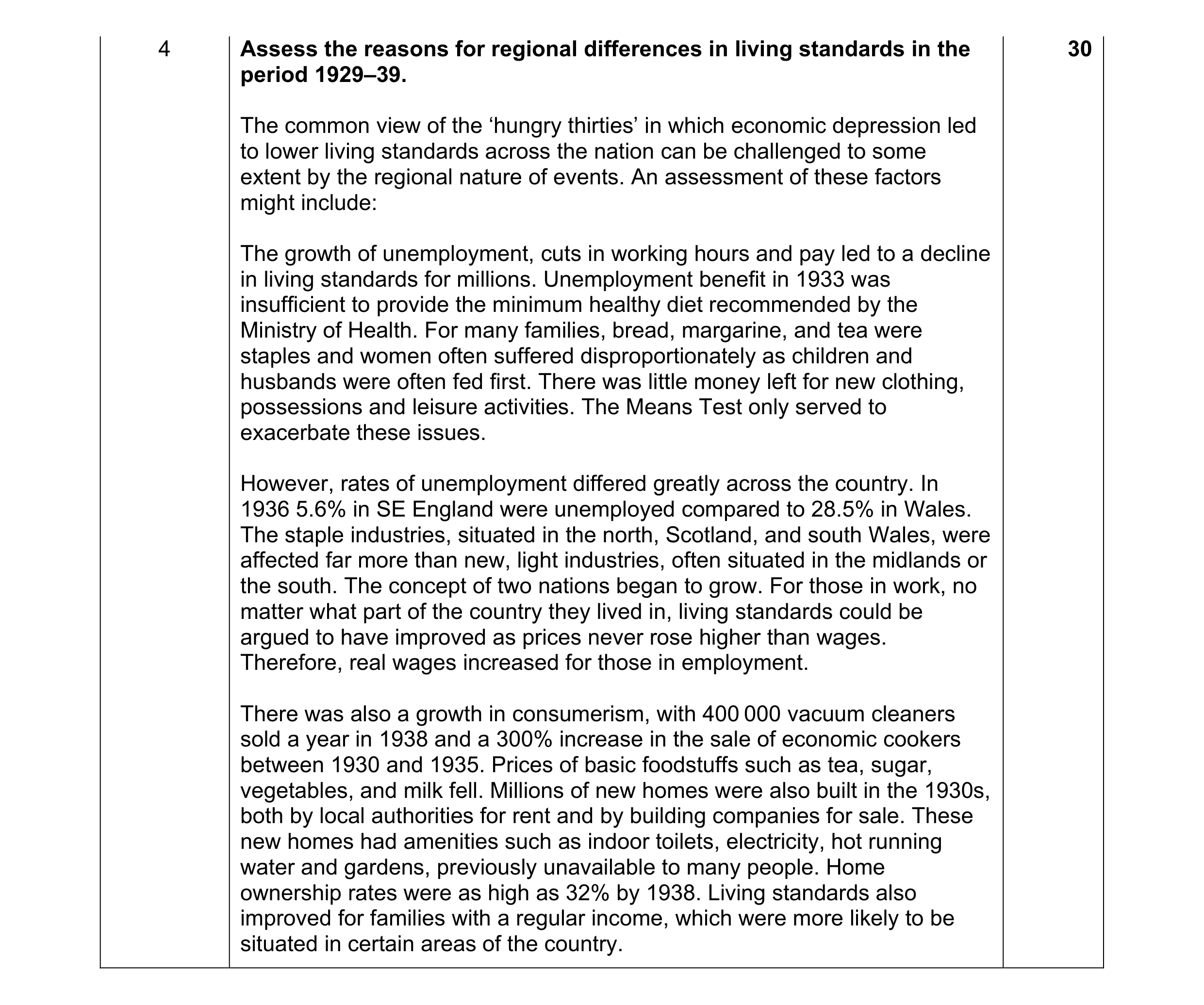 Mark scheme for question 9