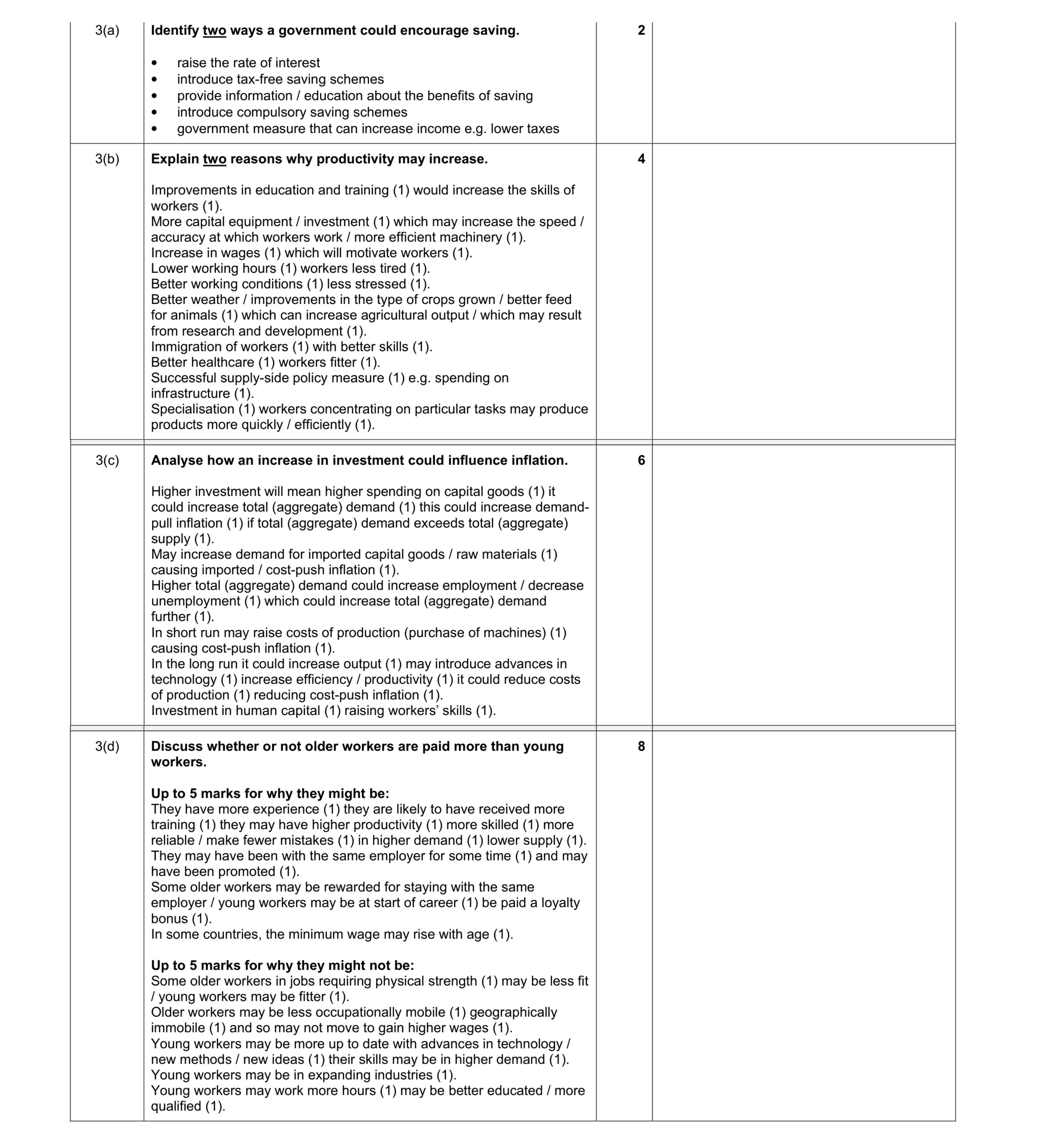 Mark scheme for question 29