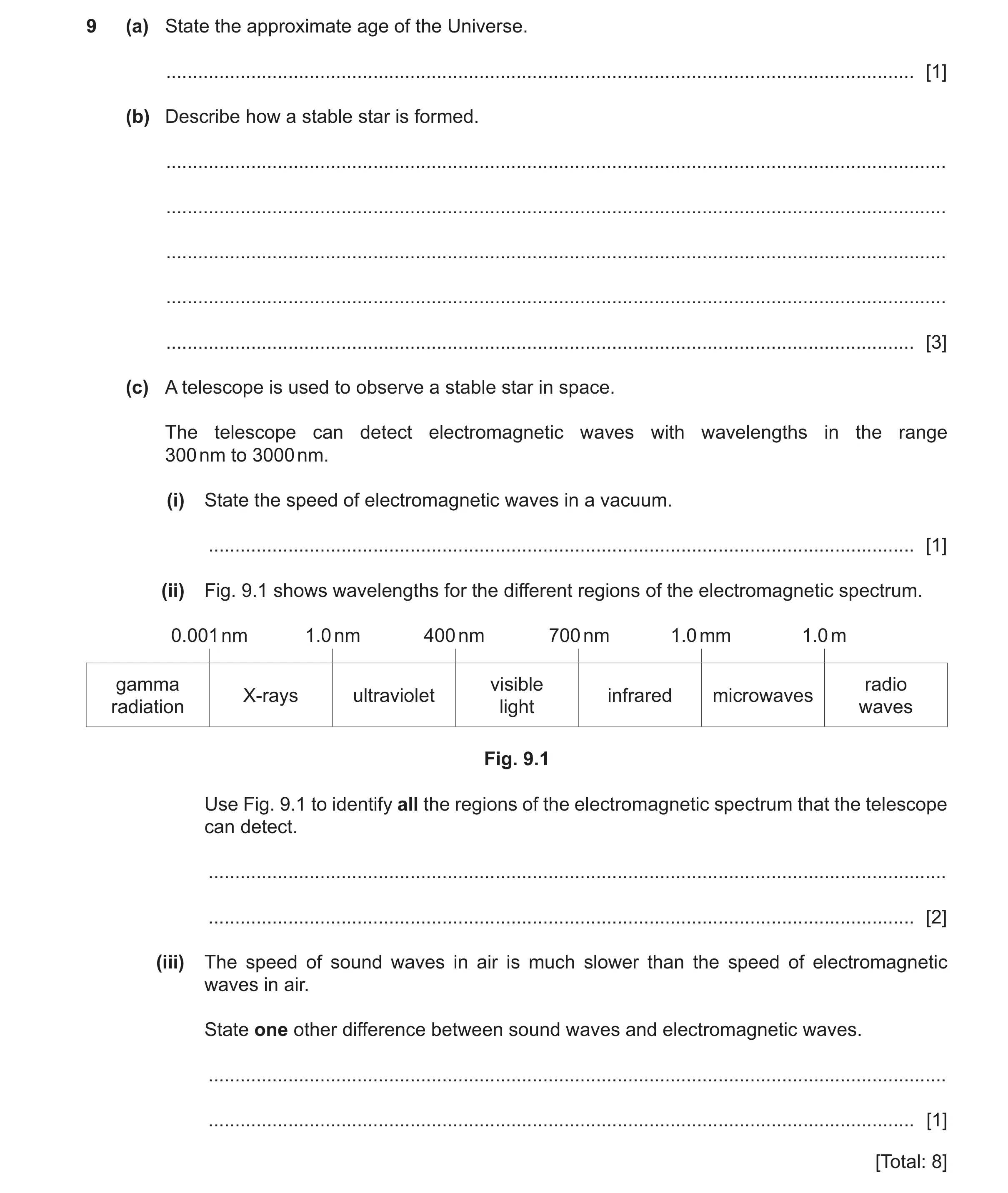 Question 30: (a) State the approximate age of the Universe. ............................................................................................…