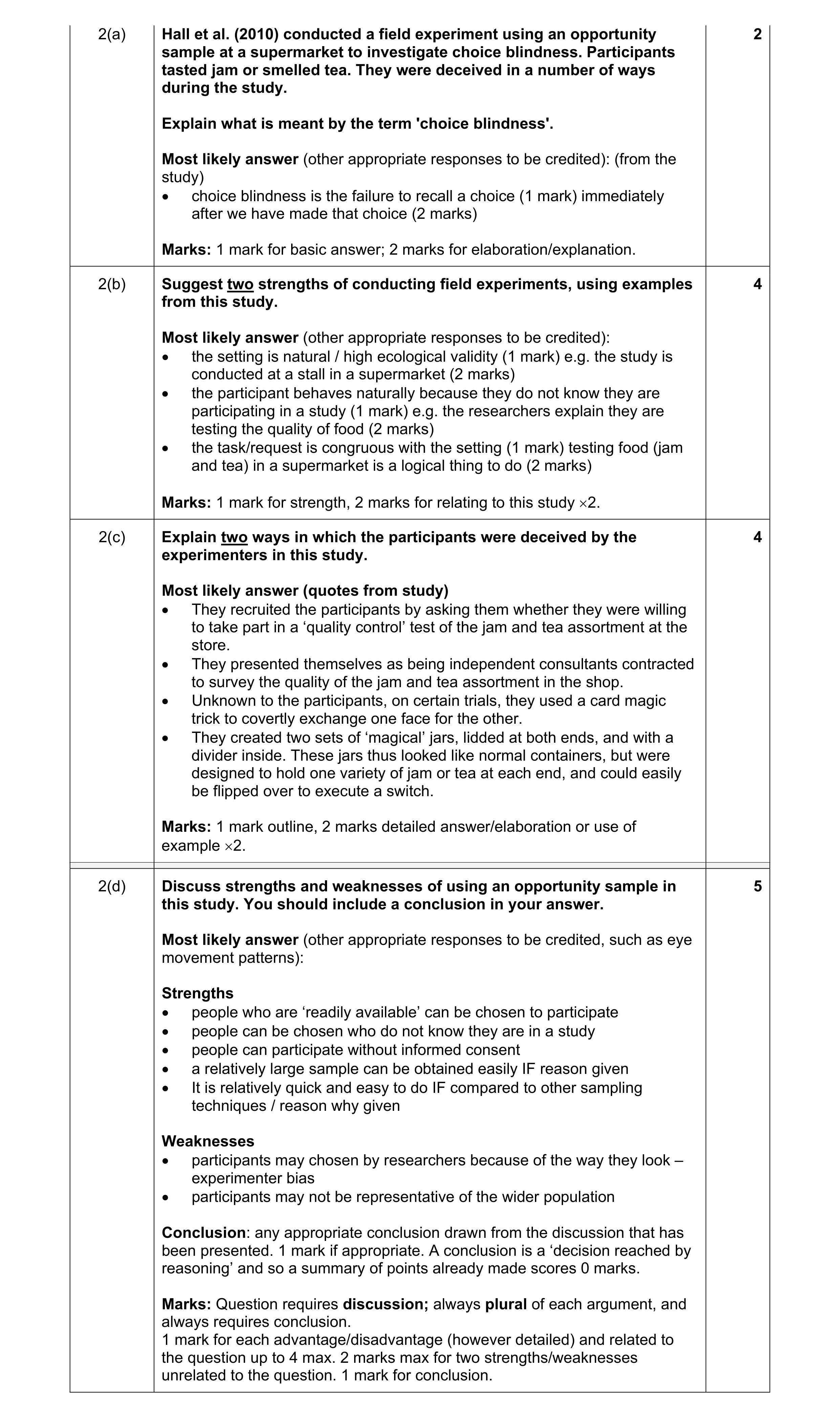 Mark scheme for question 44