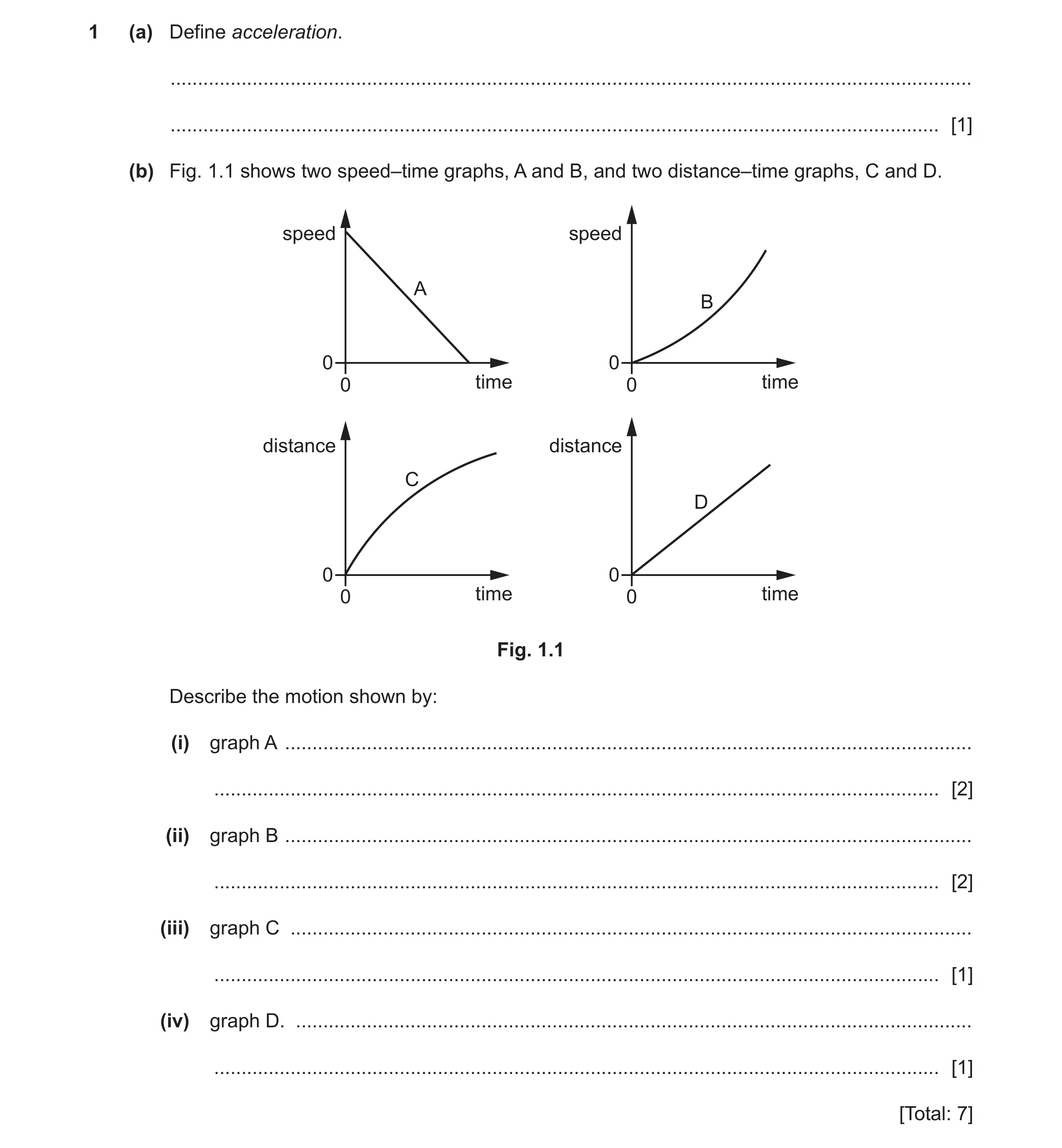 Question 23: (a) Define acceleration. ..................................................................................................................…
