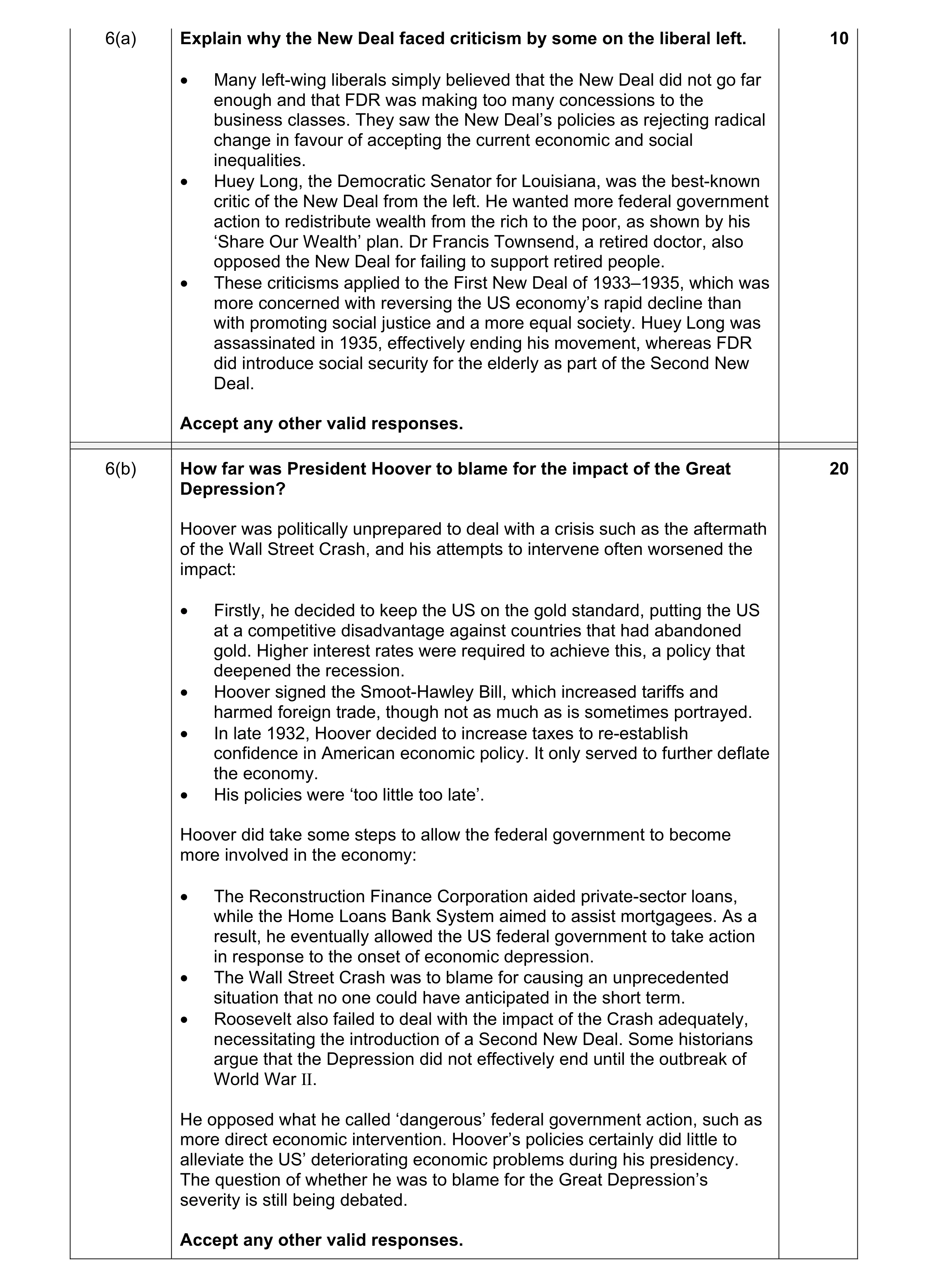 Mark scheme for question 2