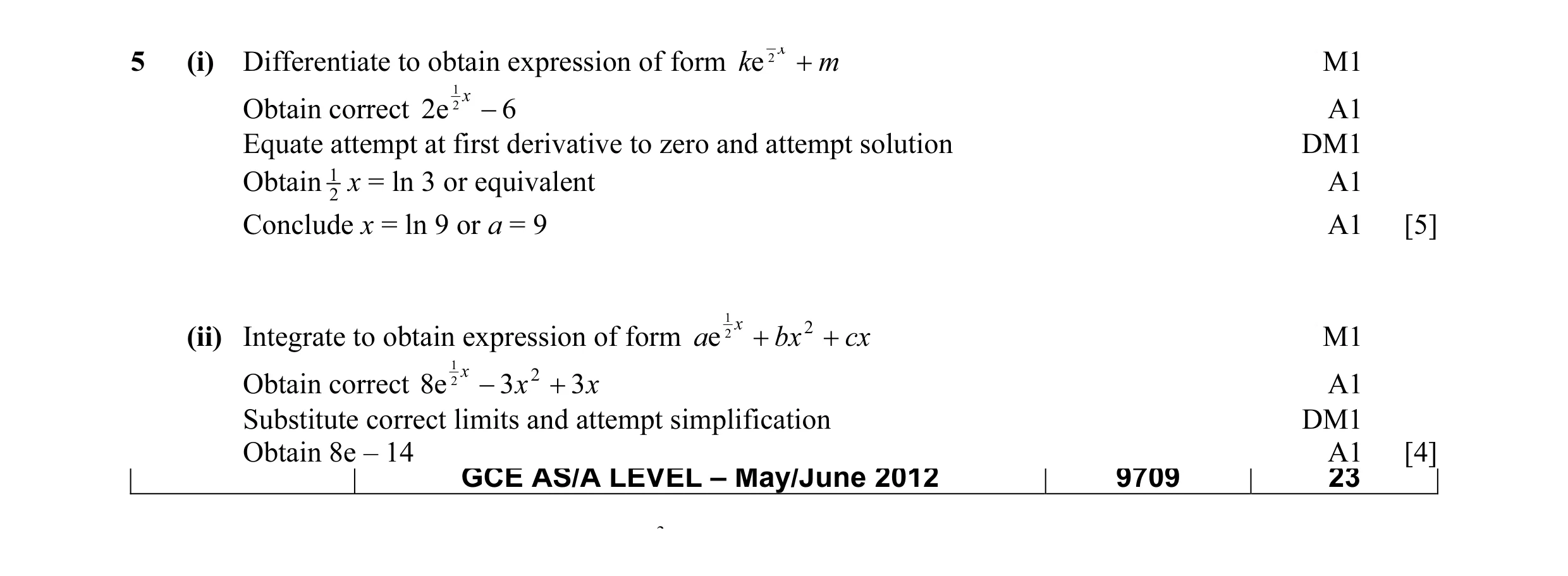 Mark scheme for question 33