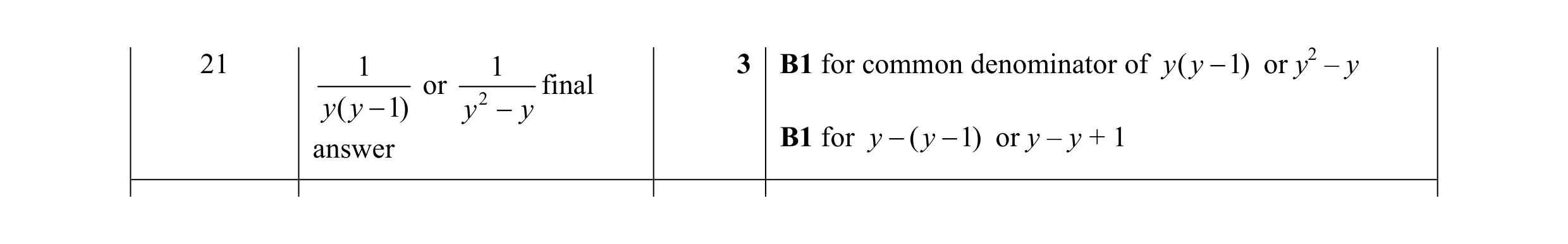 Mark scheme for question 17