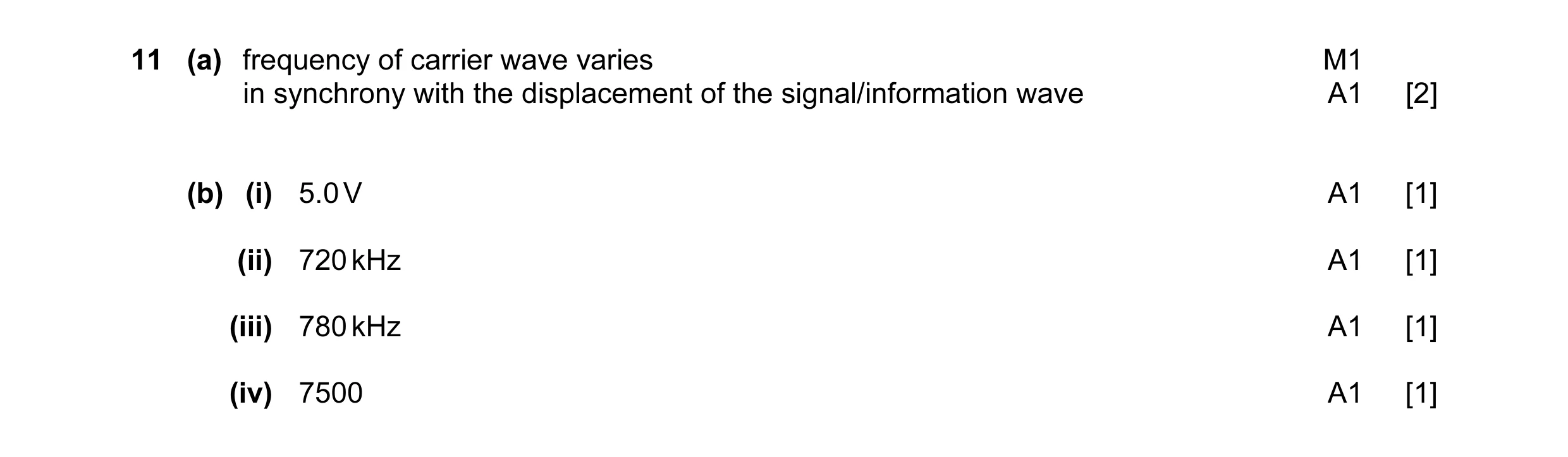 Mark scheme for question 19
