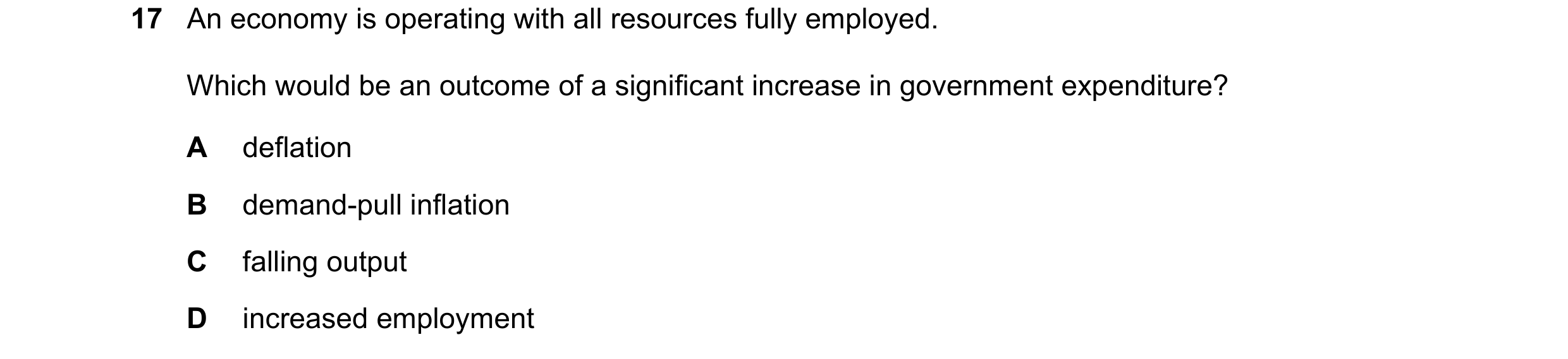 Question 186: An economy is operating with all resources fully employed. Which would be an outcome of a significant increase in government expenditure? A…