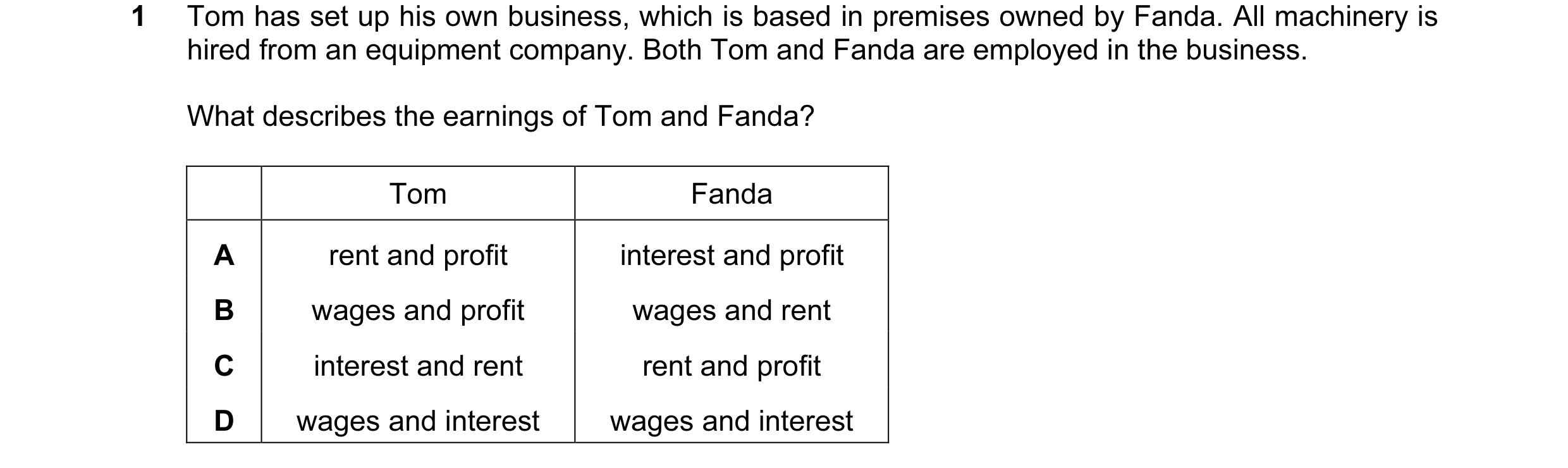 Question 6: Tom has set up his own business, which is based in premises owned by Fanda. All machinery is hired from an equipment company. Both Tom and …