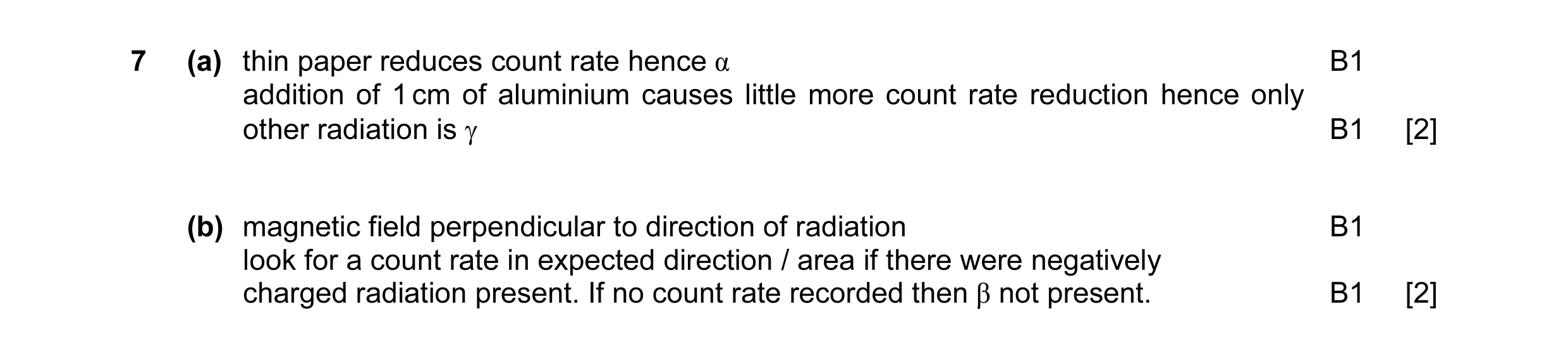 Mark scheme for question 15