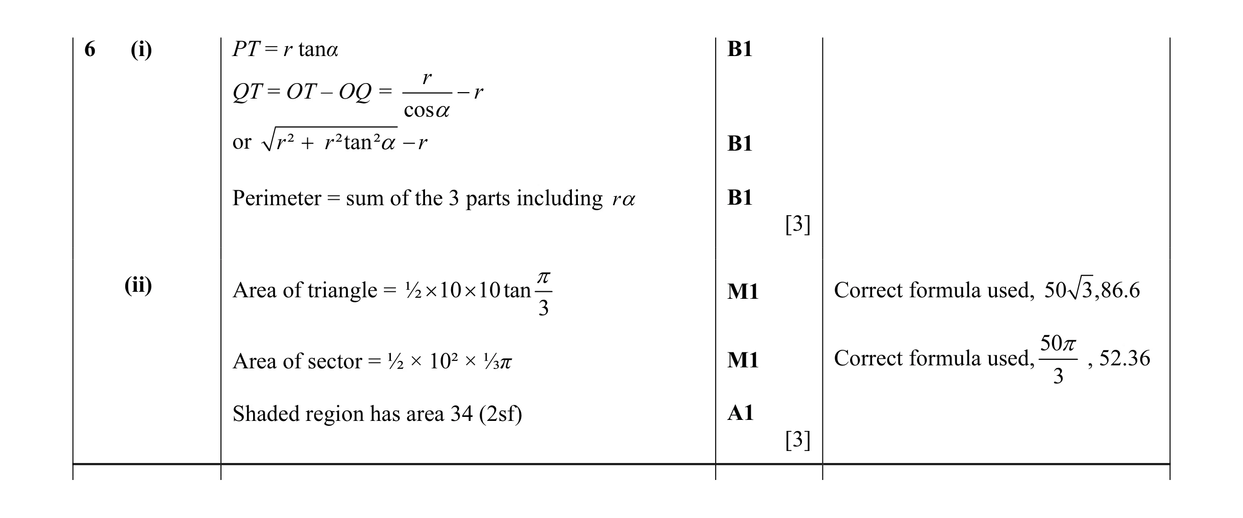 Mark scheme for question 22