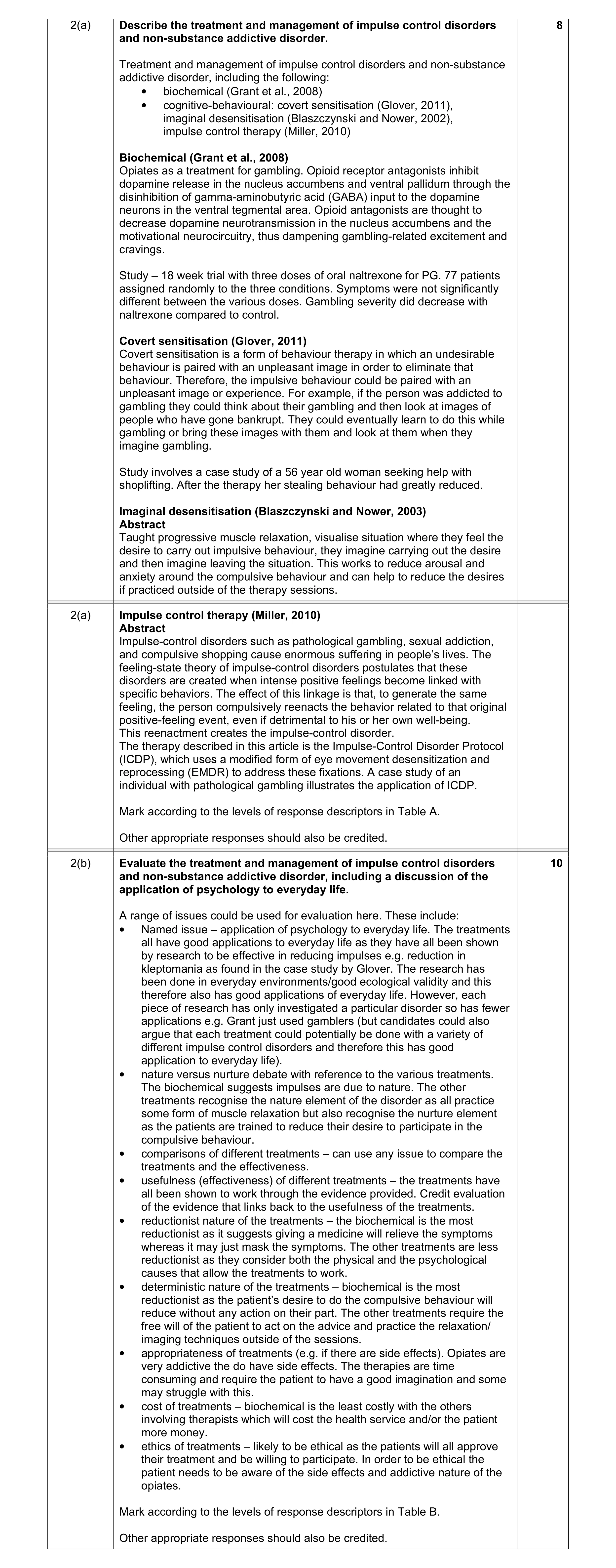 Mark scheme for question 1