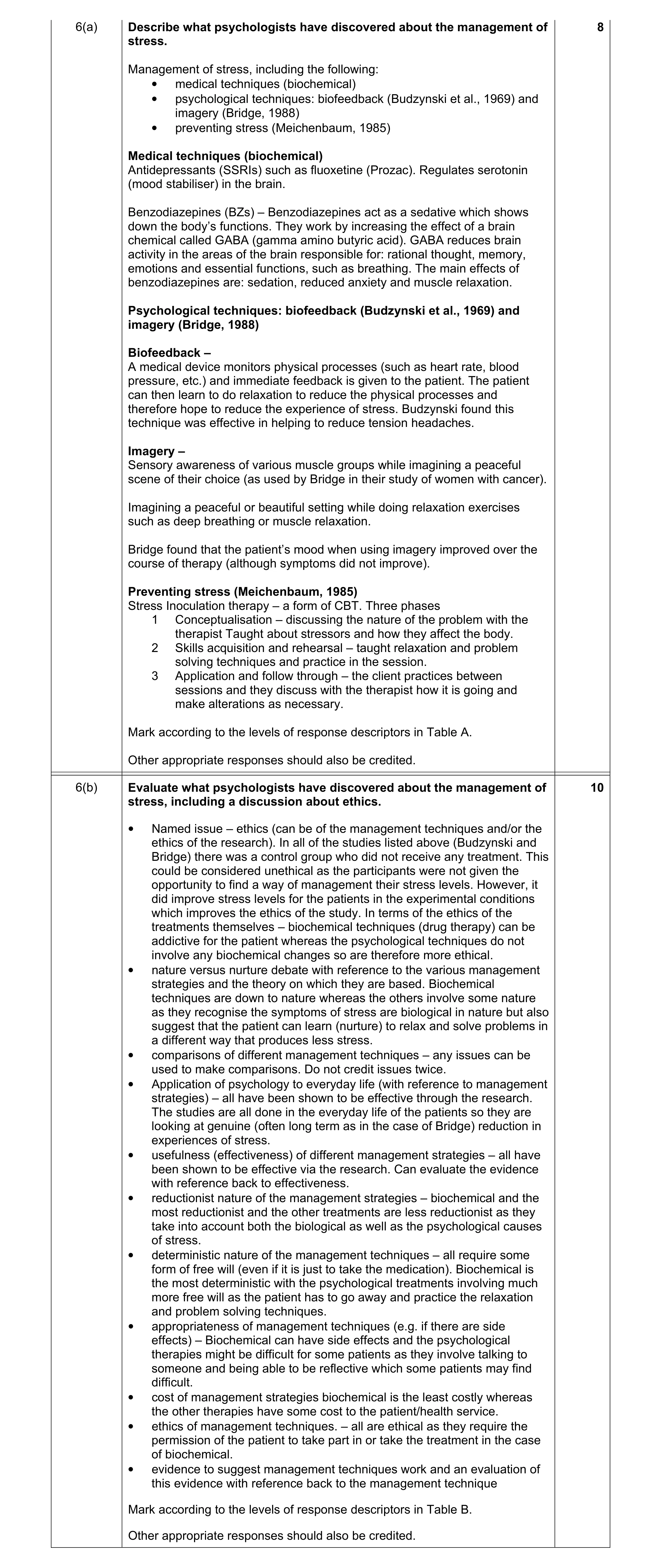 Mark scheme for question 2