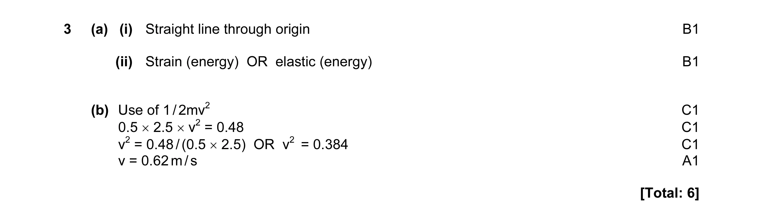 Mark scheme for question 1