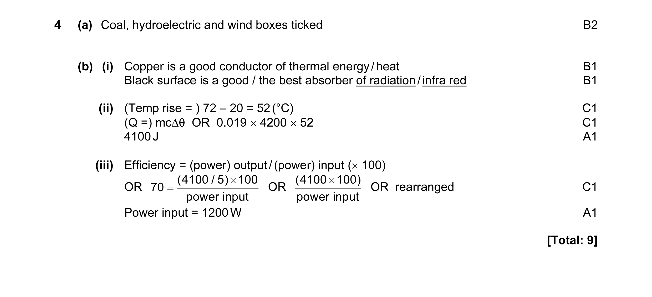 Mark scheme for question 2