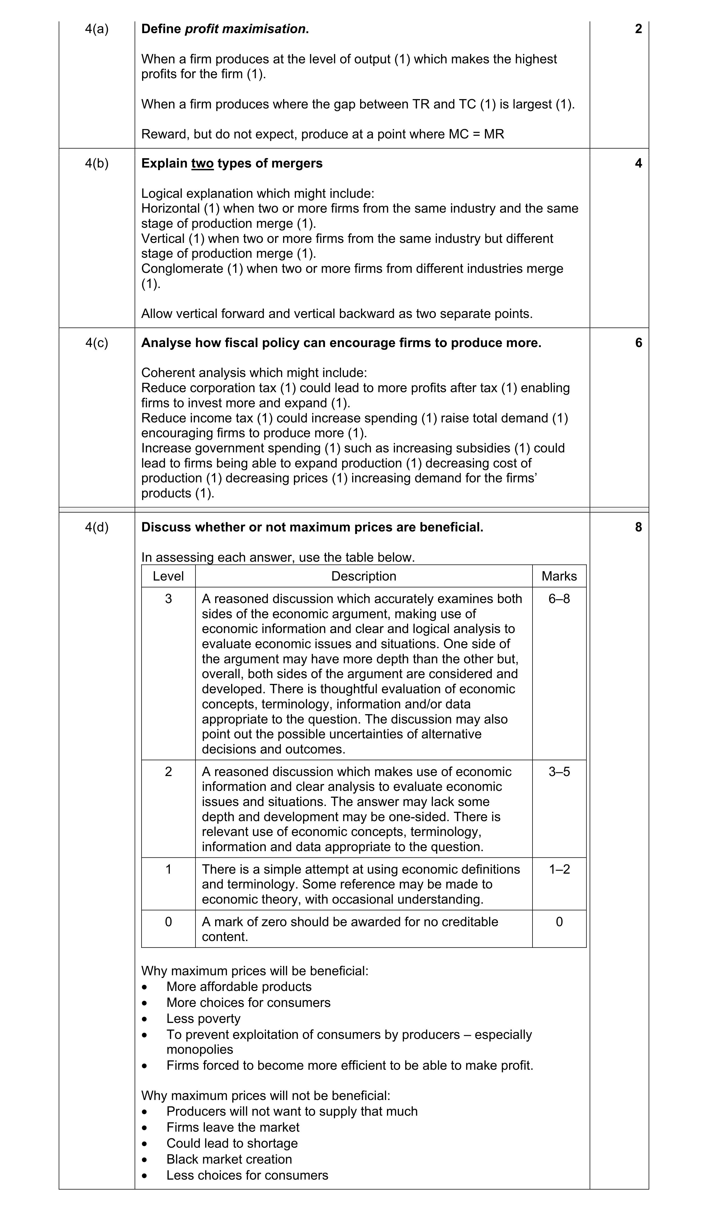 Mark scheme for question 26