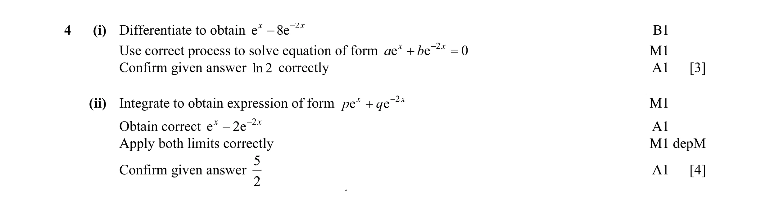 Mark scheme for question 42