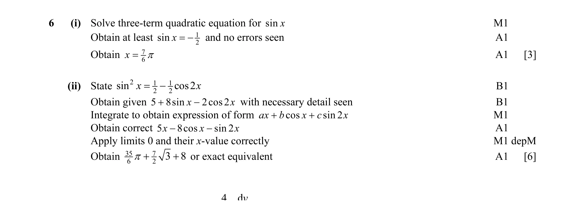 Mark scheme for question 48