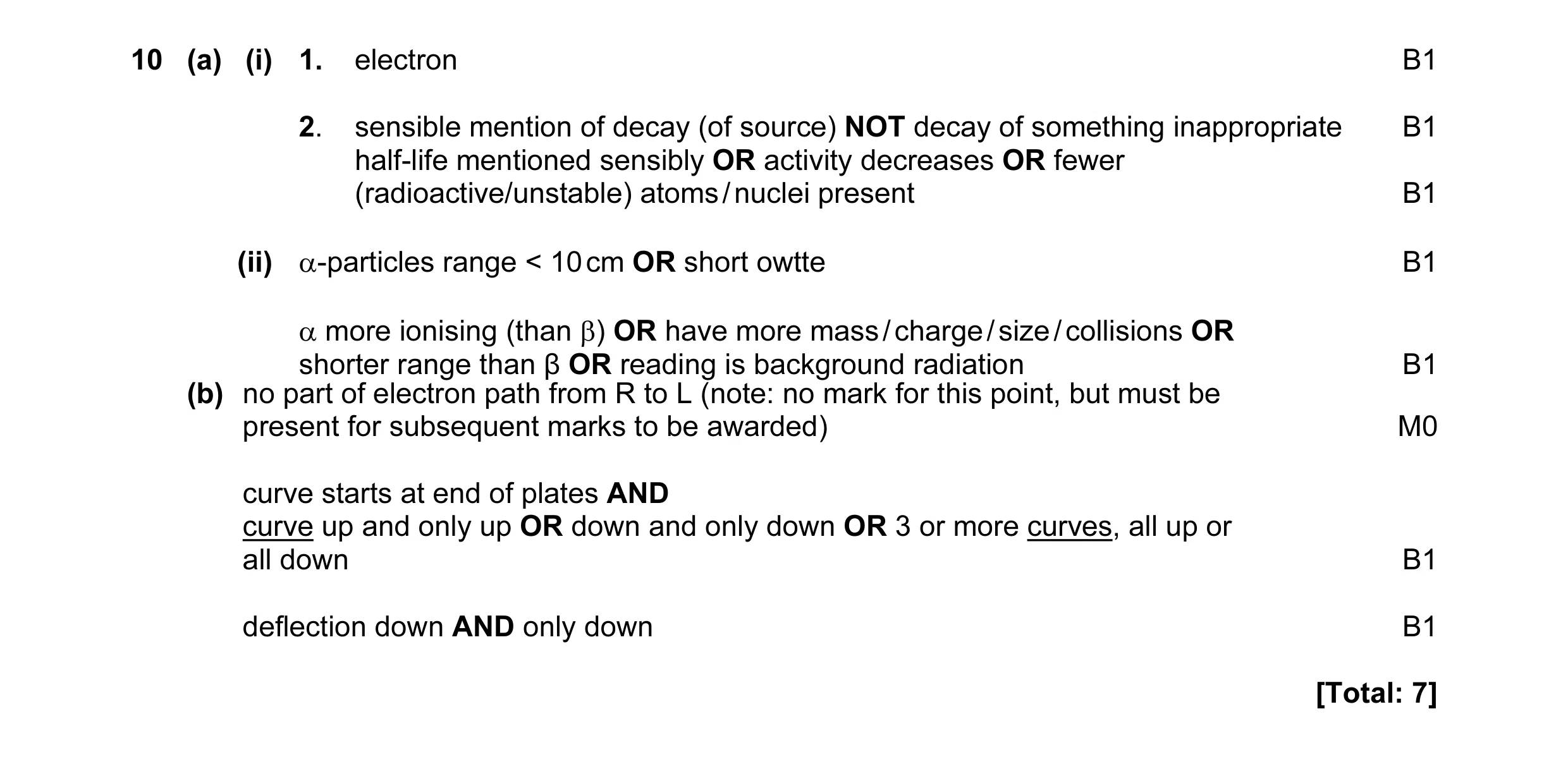 Mark scheme for question 19