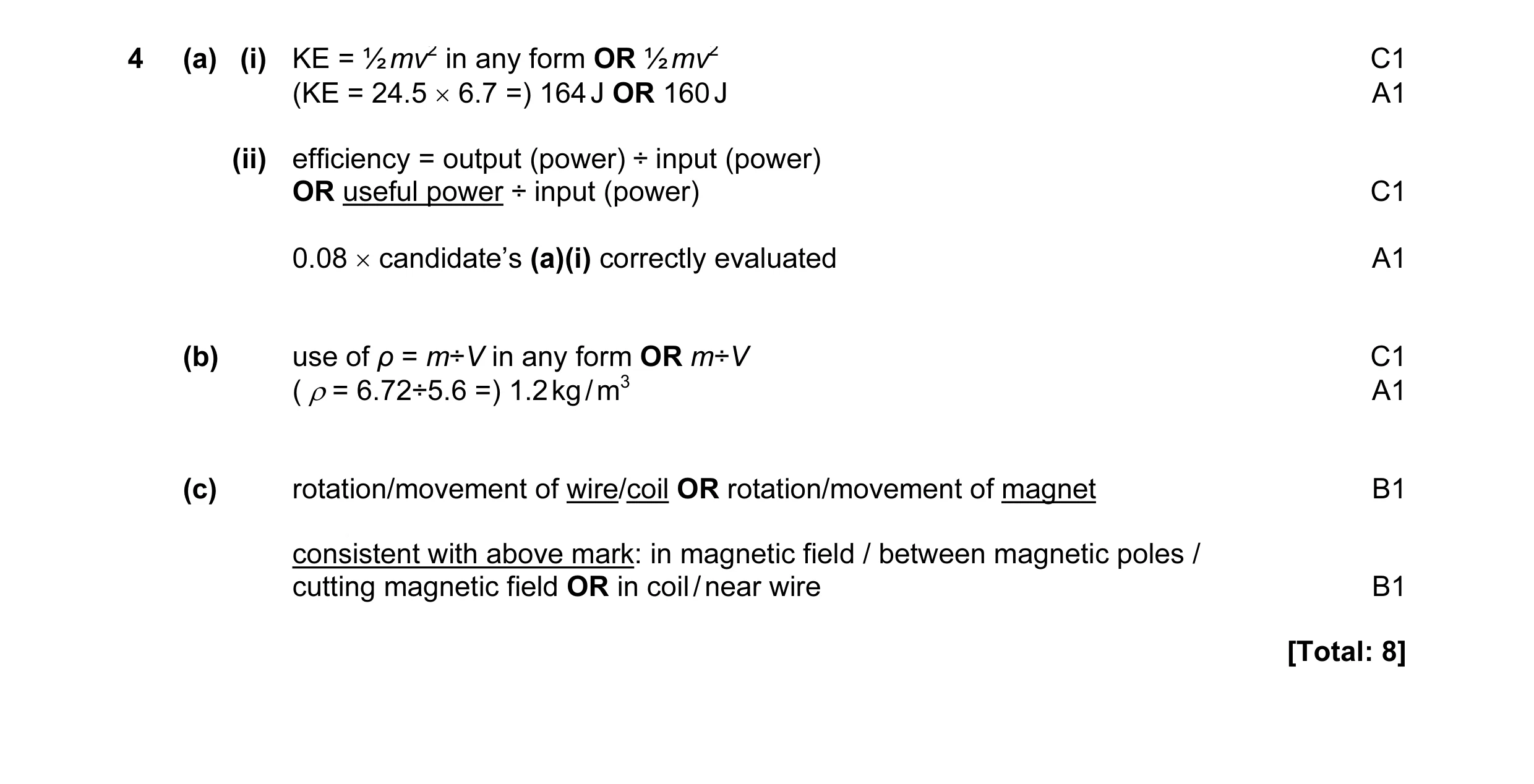 Mark scheme for question 48
