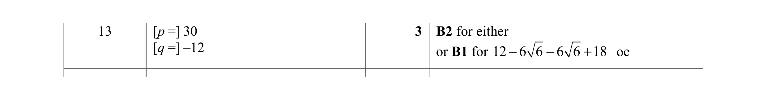 Mark scheme for question 18