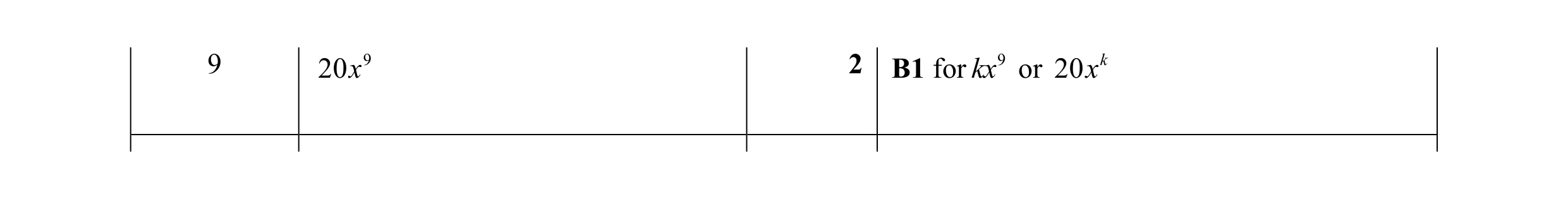 Mark scheme for question 5
