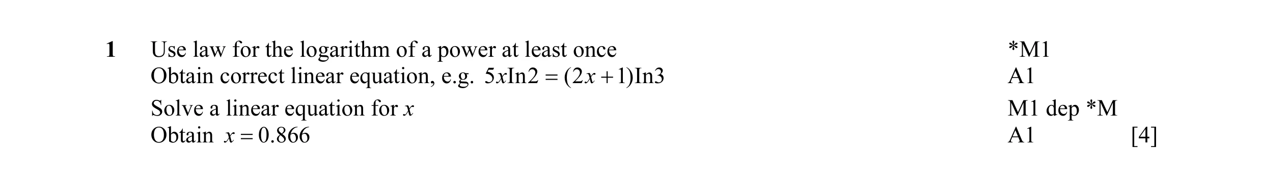 Mark scheme for question 23