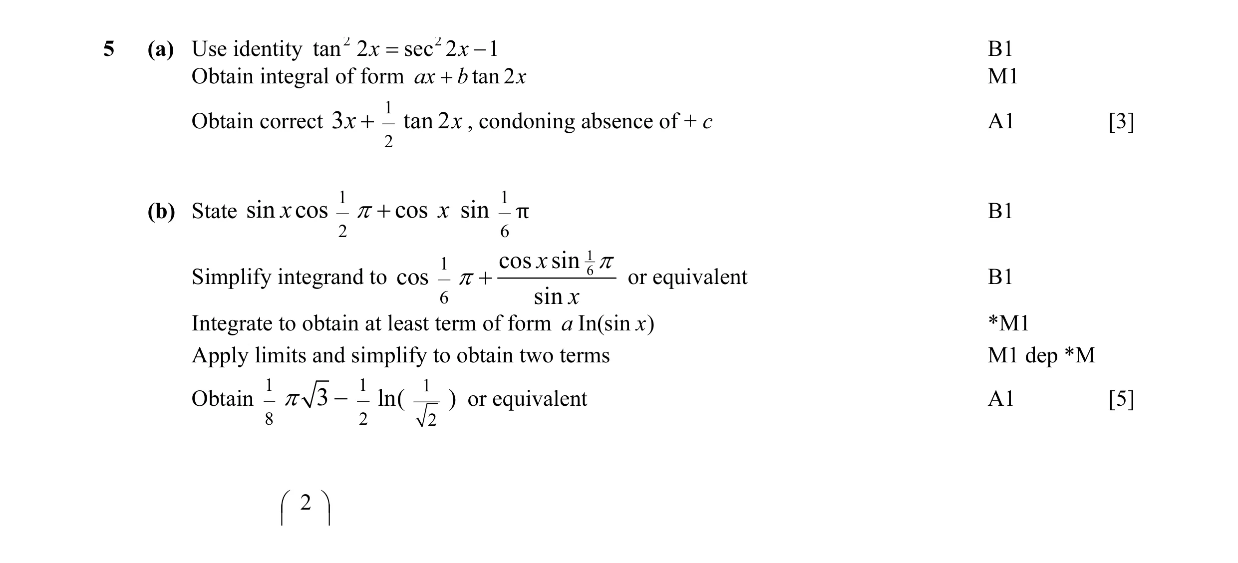 Mark scheme for question 42