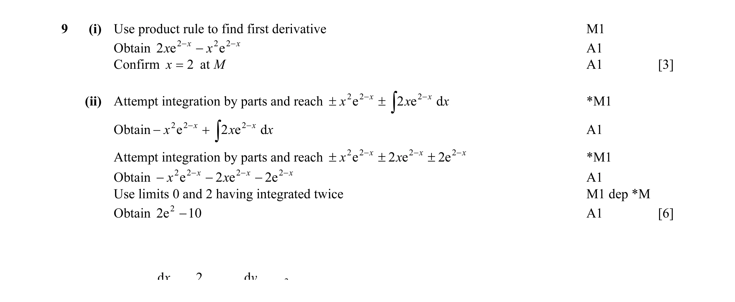 Mark scheme for question 40
