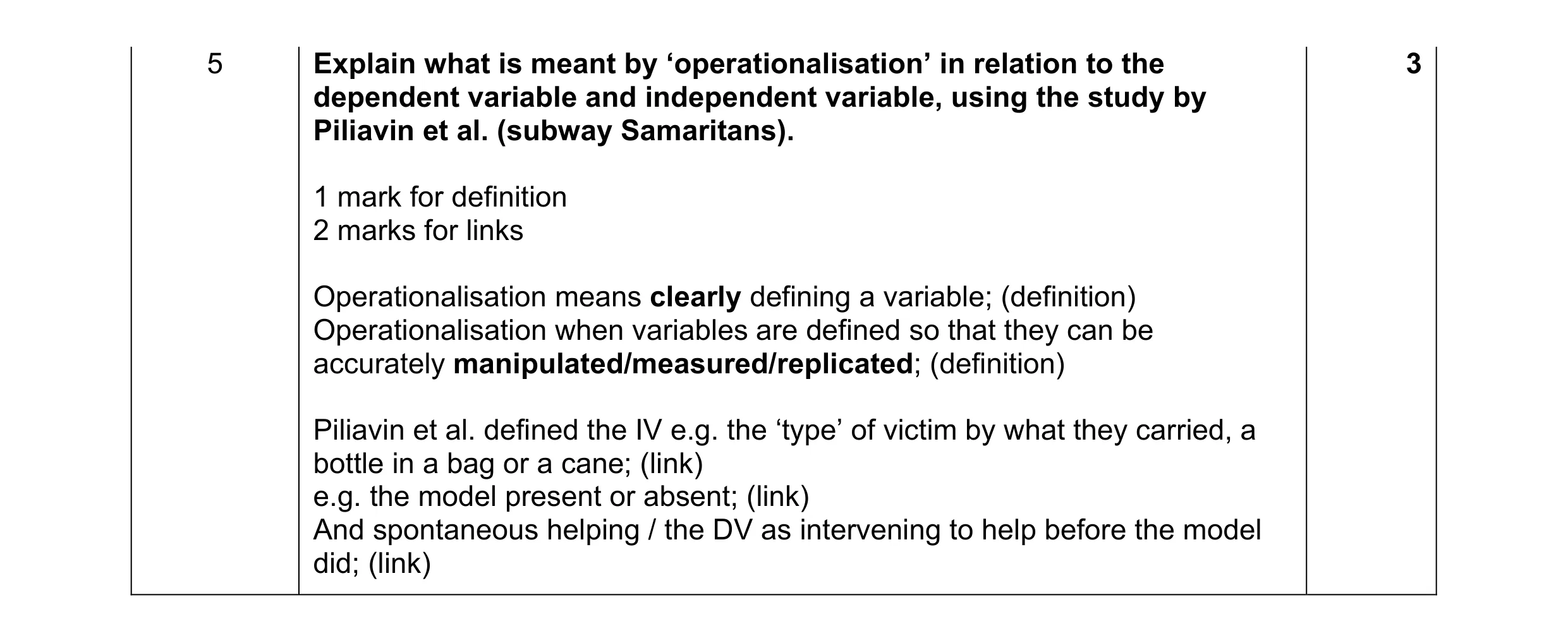 Mark scheme for question 233