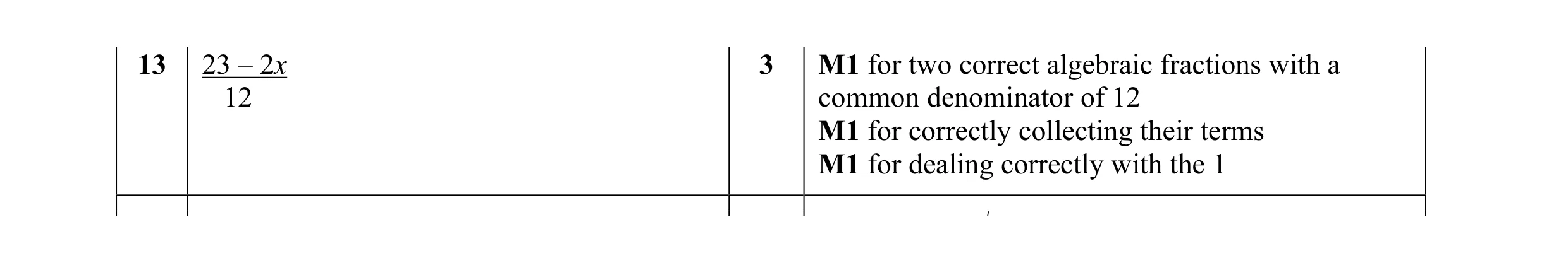 Mark scheme for question 5